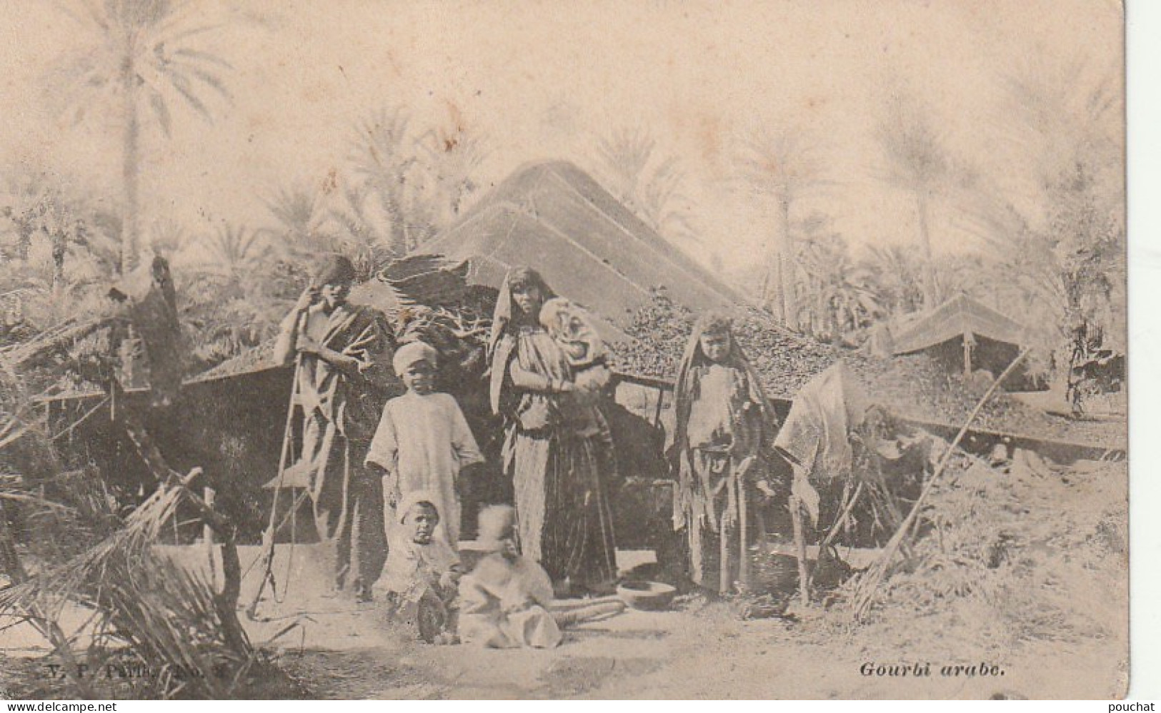 ZA 14- GOURBI ARABE - FAMILLE DEVANT SA TENTE - CACHET 1903 TUNIS - 2 SCANS - Afrika