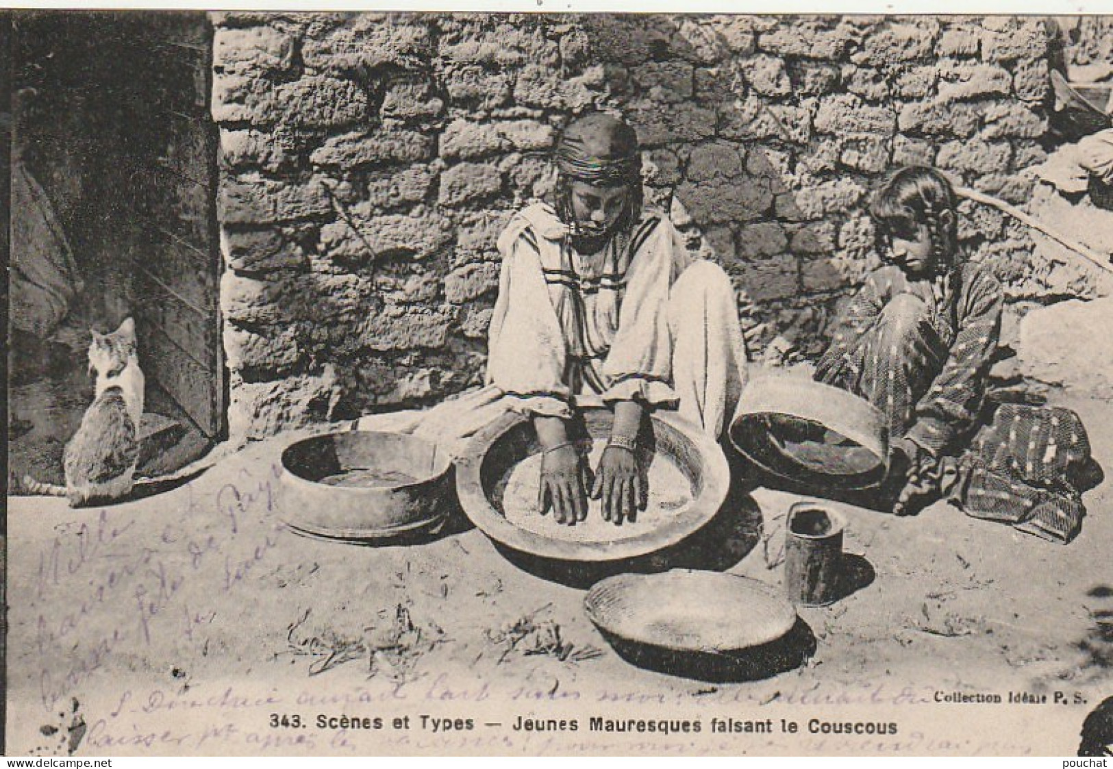 ZA 14- JEUNES MAURESQUES FAISANT LE COUSCOUS - CORRESPONDANCE SIDI BEL ABBES 1926 ( ALGERIE )- 2 SCANS - Africa