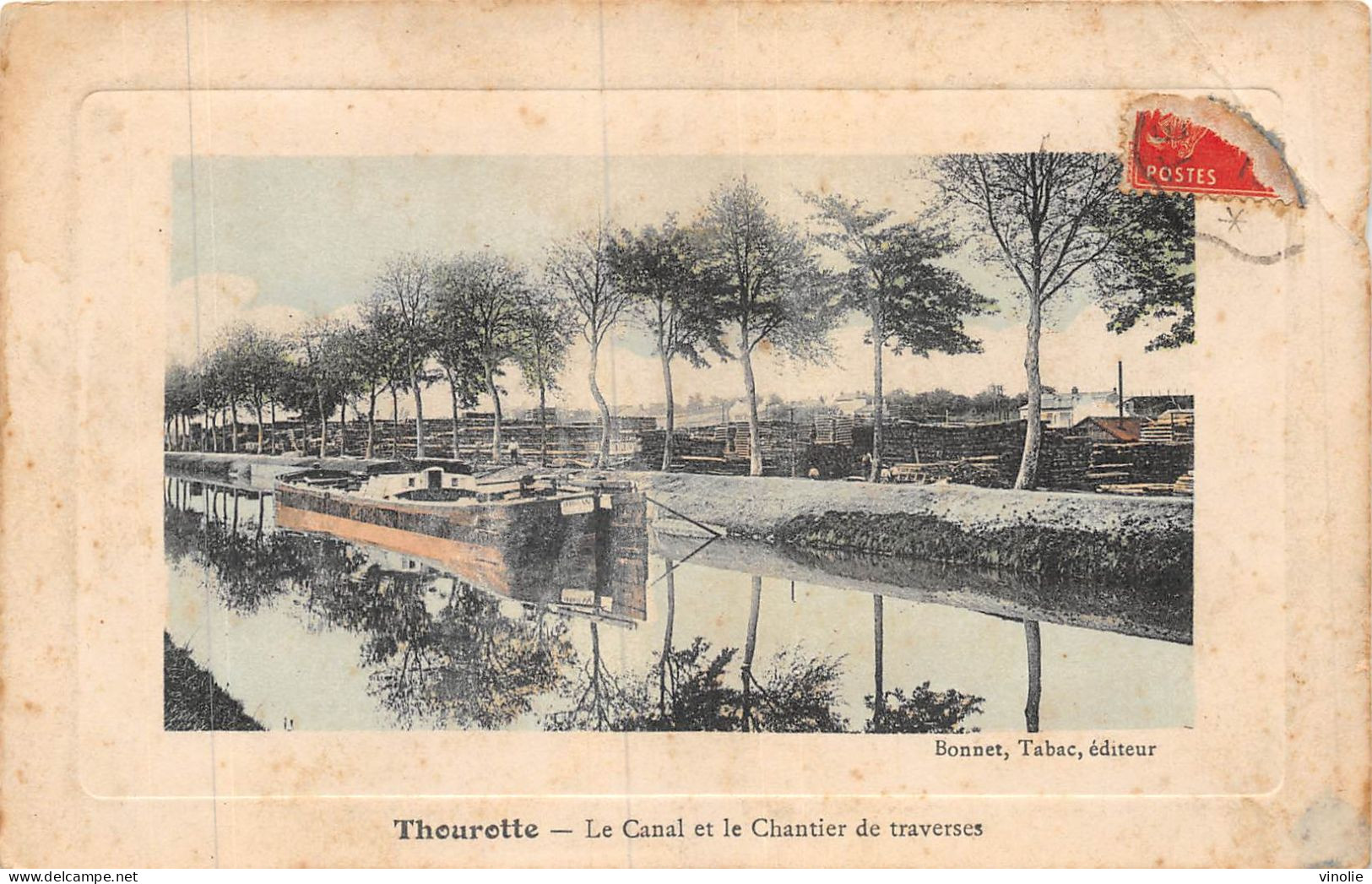 24-5578 :  THOUROTTE. LE CANAL. LE CHANTIER DE TRAVERSES DE BOIS. PENICHE - Sonstige & Ohne Zuordnung