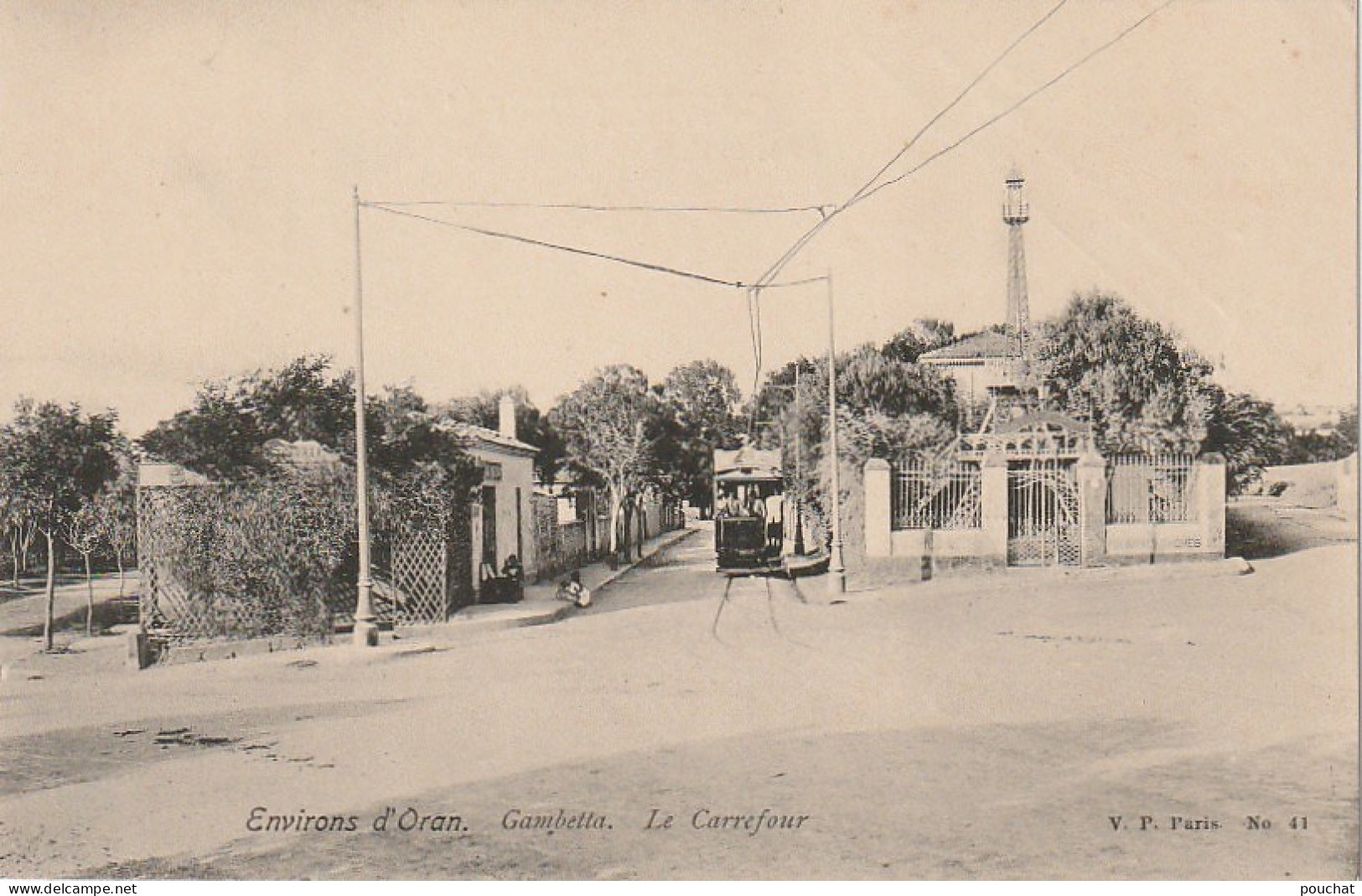 ZA 18- ENVIRONS D' ORAN ( ALGERIE ) - GAMBETTA - LE CARREFOUR - ANIMATION - TRAMWAY - 2 SCANS - Autres & Non Classés