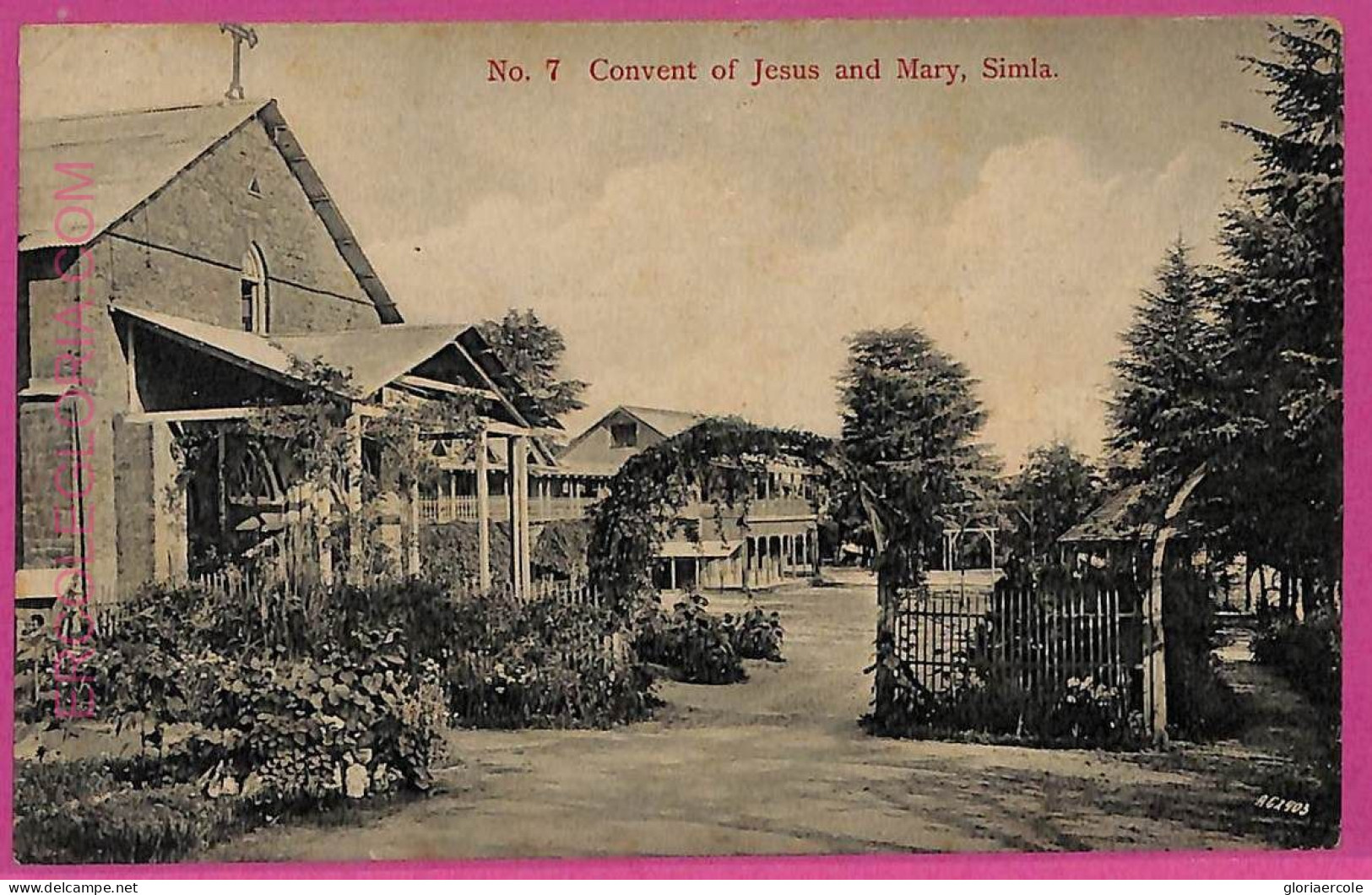 Ag3696  - INDIA - VINTAGE POSTCARD - 1915 - Simla, Convent Of Jesus And Mary - India