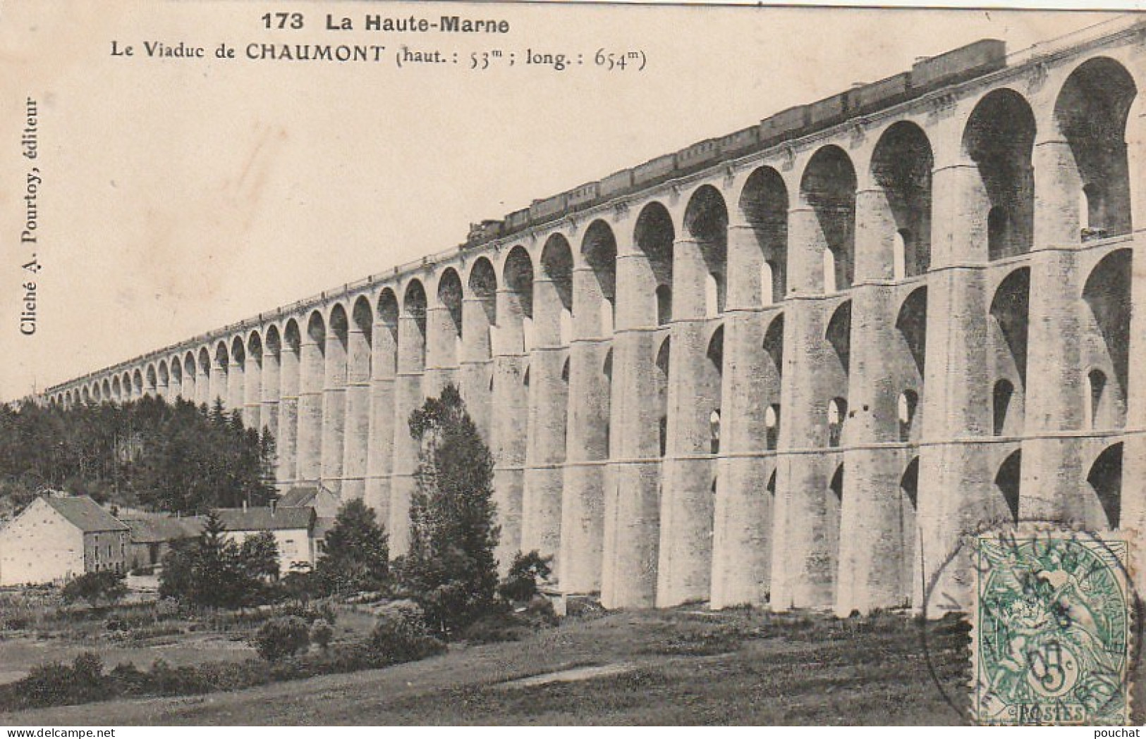 ZA 20-(52) LE VIADUC DE CHAUMONT - CONVOI  FERROVIAIRE - CLICHE A. POURTOY , EDITEUR  - 2 SCANS - Chaumont