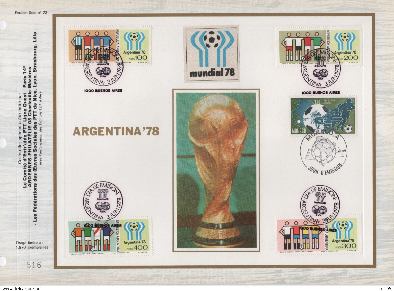 Argentine - CEF N°71 - Argentina 78 - Football - Cartas & Documentos