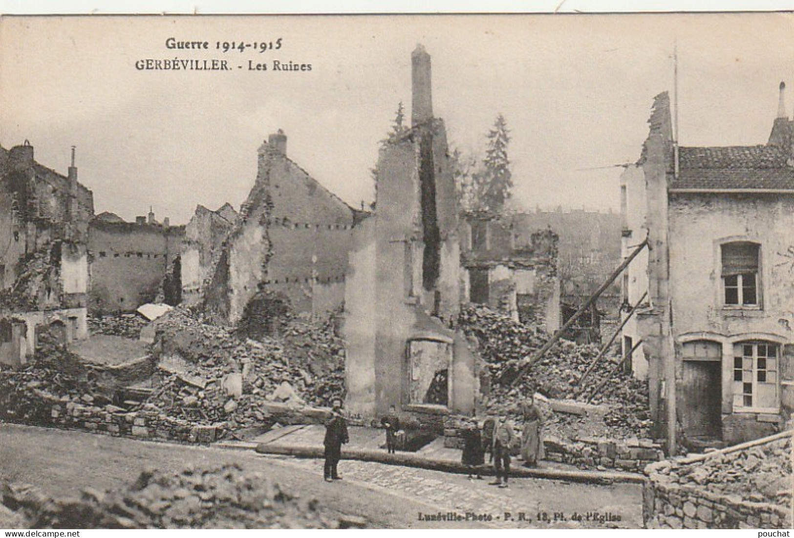 ZA 22-(54)  GUERRE 1914/1915 - GERBEVILLER - LES RUINES - ANIMATION - 2 SCANS - Gerbeviller