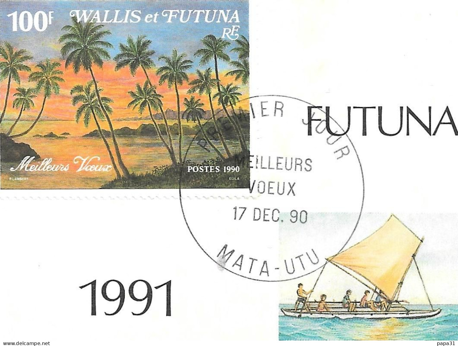 WALLIS Et FUTUNA - Meilleurs Voeux 1991  Avec Timbre - Wallis Et Futuna