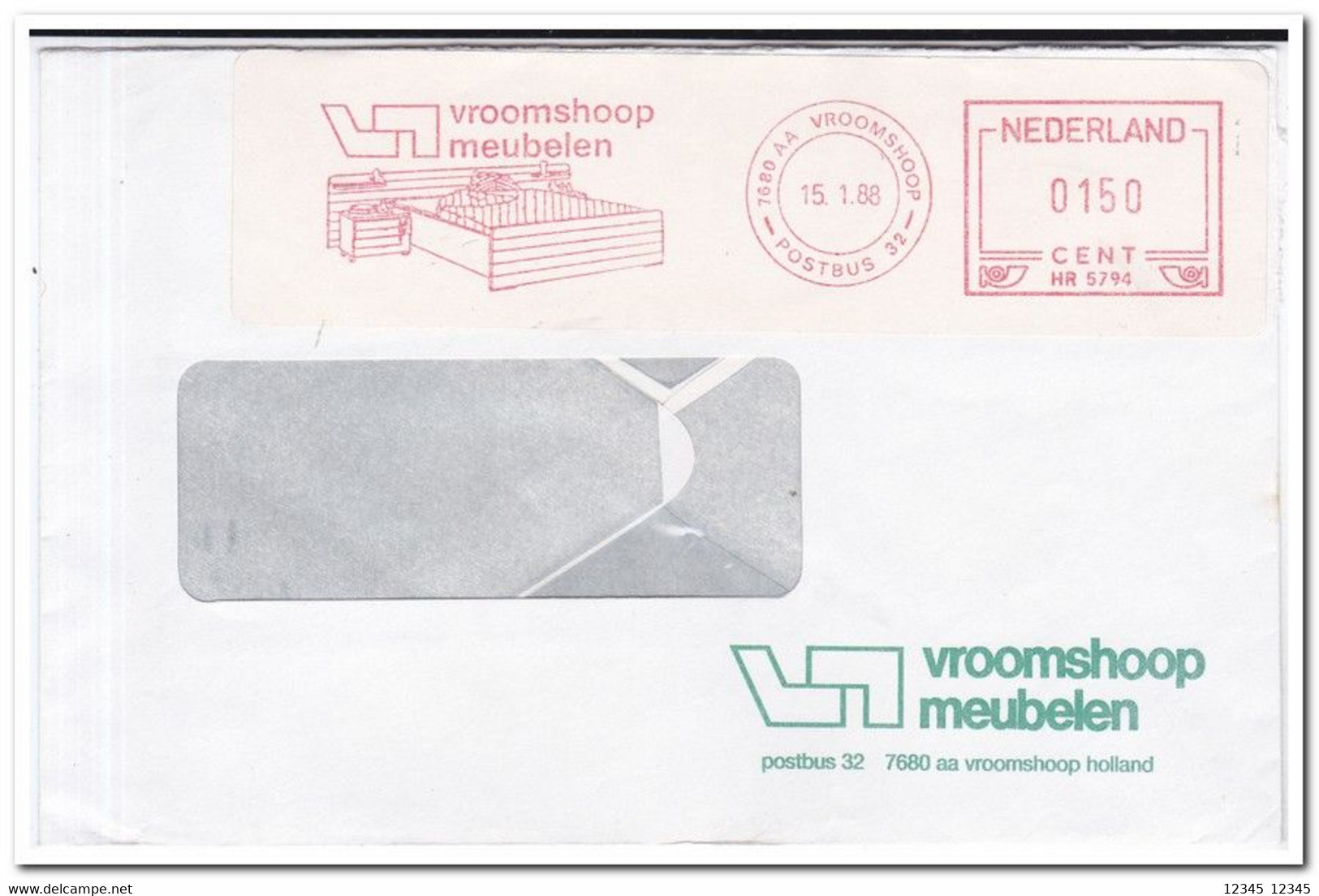 Nederland 1988, Vroomshoop Meubelen, Vroomshoop Furniture - Maschinenstempel (EMA)