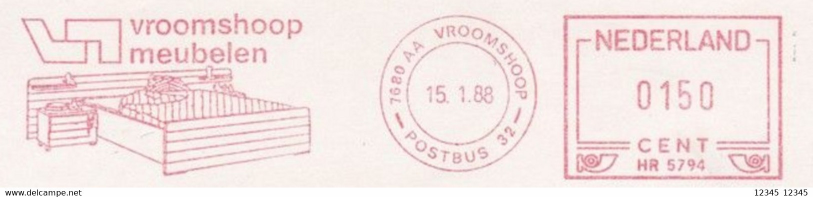 Nederland 1988, Vroomshoop Meubelen, Vroomshoop Furniture - Franking Machines (EMA)