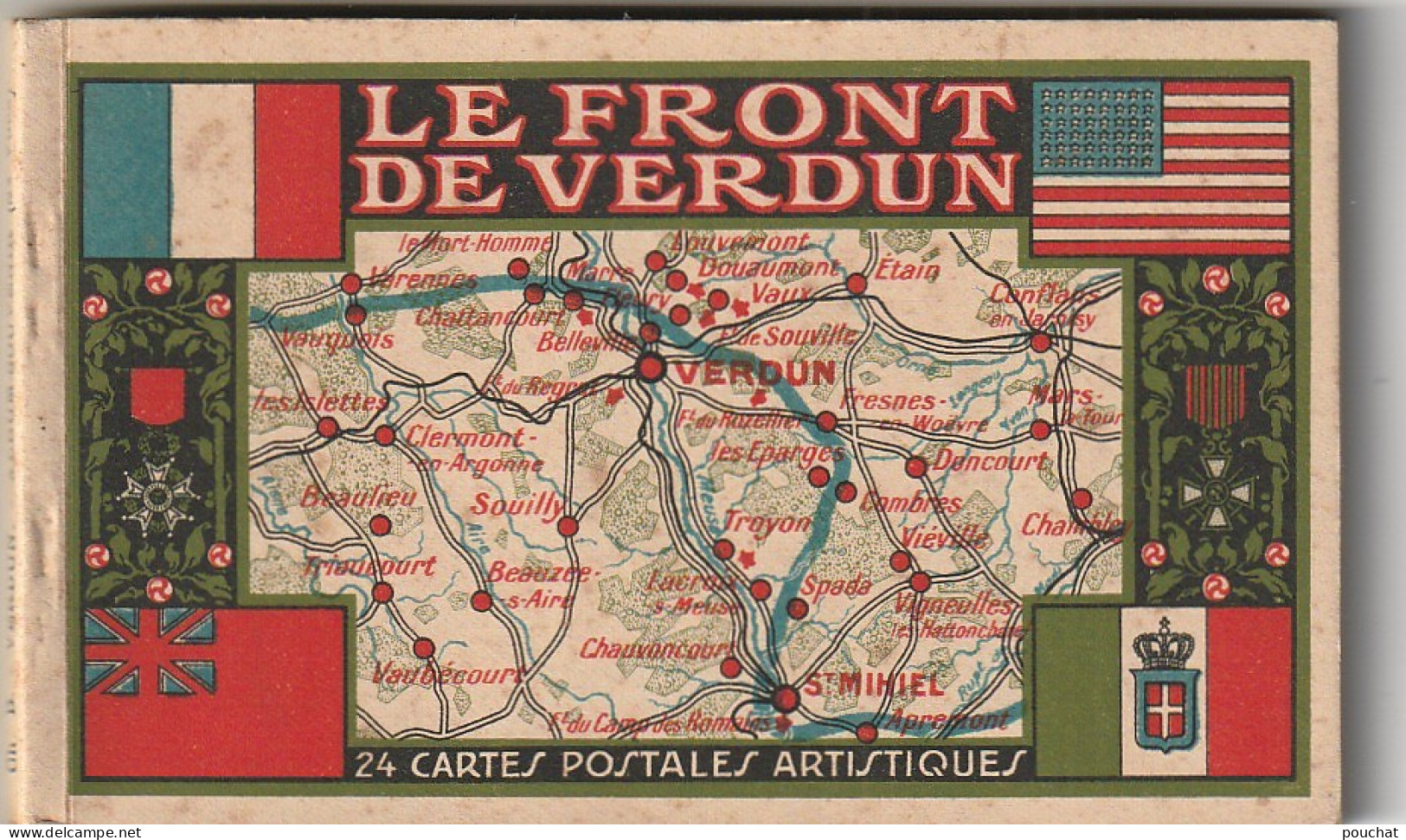 ZA- " LE FRONT DE VERDUN "- CARNET DE 24 CARTES - ALBUM SOUVENIR - EDIT.CH. BERGERET , STRASBOURG - 7 SCANS - War 1914-18