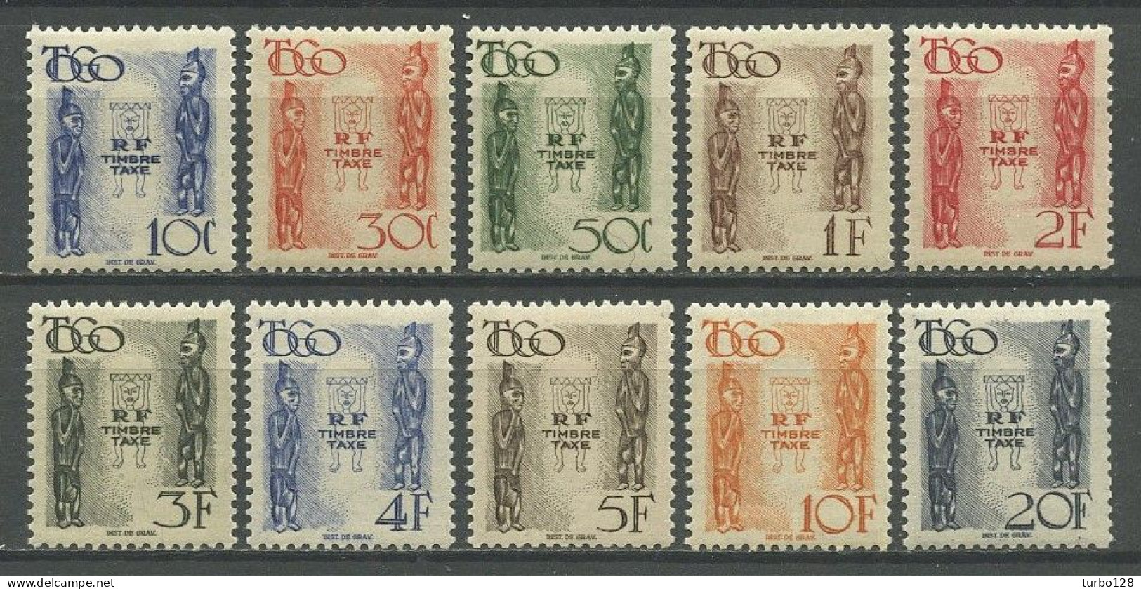 TOGO 1947 Taxe N° 38/47 * Neufs MH Infime Trace De Charnière TTB C 10 € Statuettes-idoles Art Sculpture - Unused Stamps