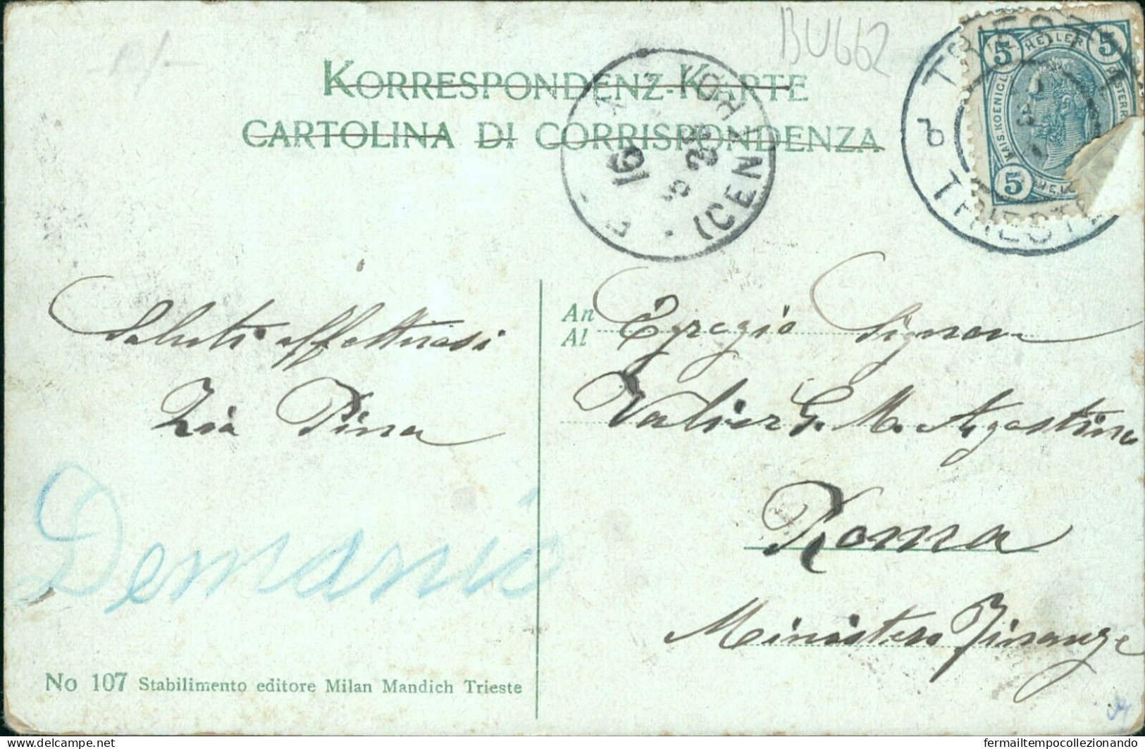 Bu662 Cartolina Trieste Citta'  Molo San Carlo 1916  Friuli - Trieste (Triest)