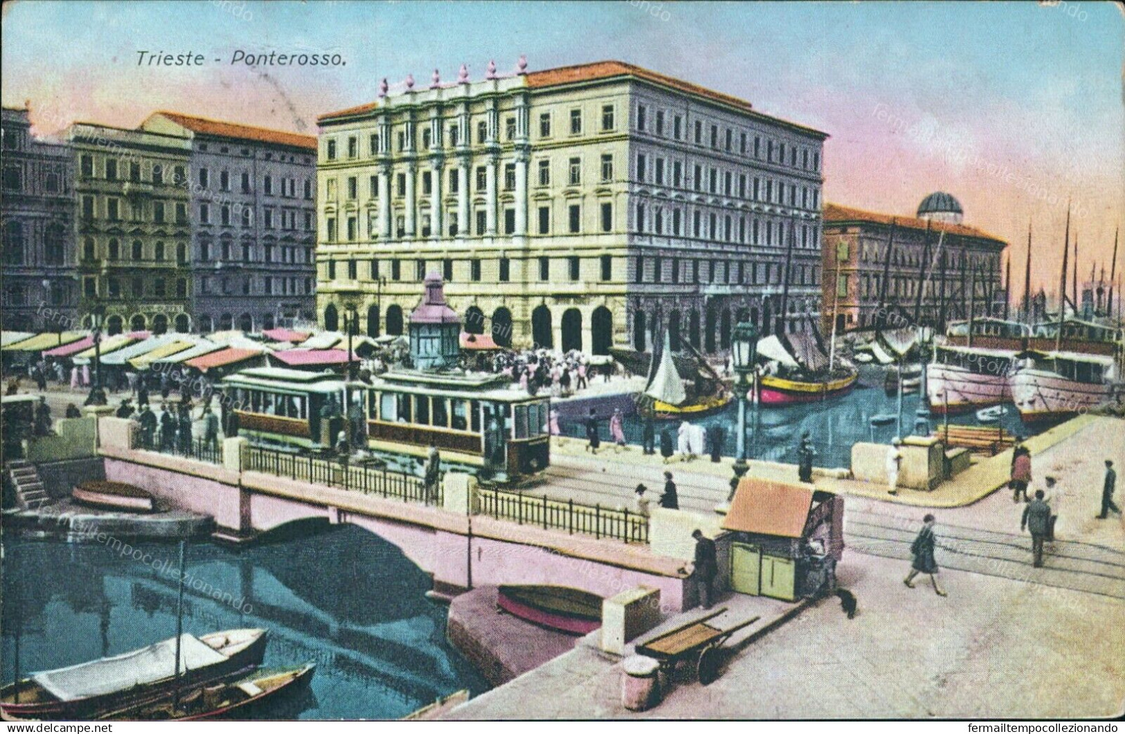 Bu679 Cartolina  Trieste Citta' Ponterosso Tram   Friuli - Trieste