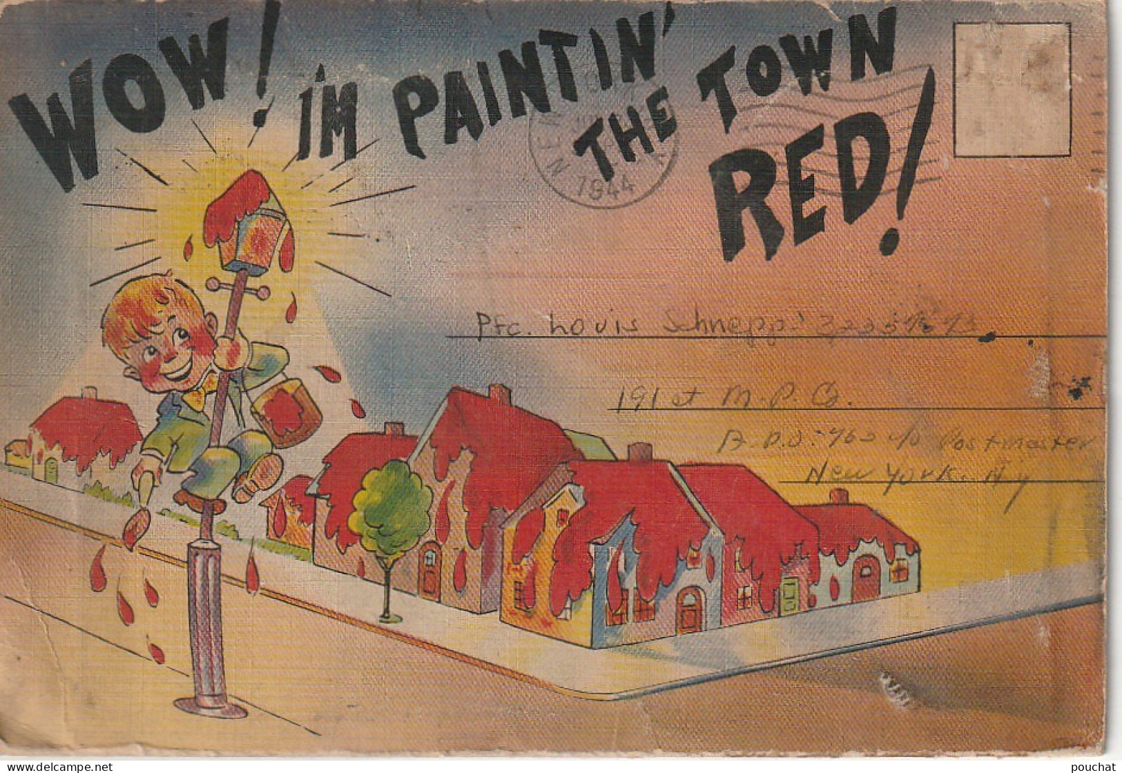 ZA 2-" WOW ! I' M PAINTIN' THE TOWN RED ! " - CARTE DEPLIANT 18 DESSINS HUMOUR (13,8x9) - COLOURPICTURE PUBLIC. , U.S.A - Humour