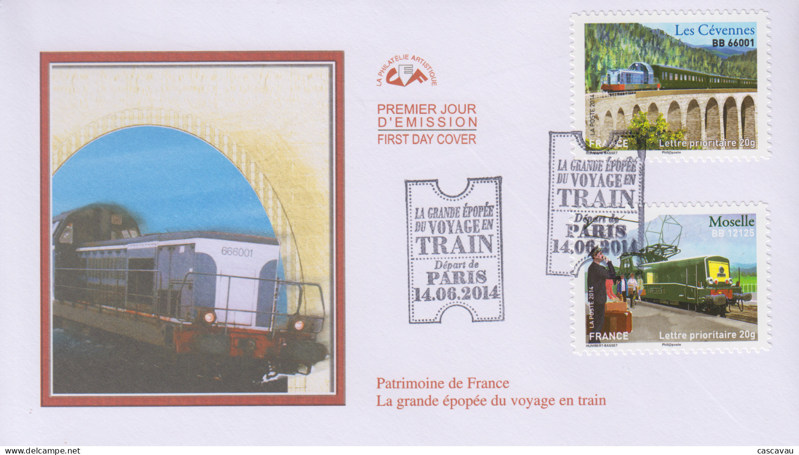 Enveloppe   FDC  1er   Jour    FRANCE    La   Grande  Epopée  Du  Voyage  En  Train     2014 - 2010-2019