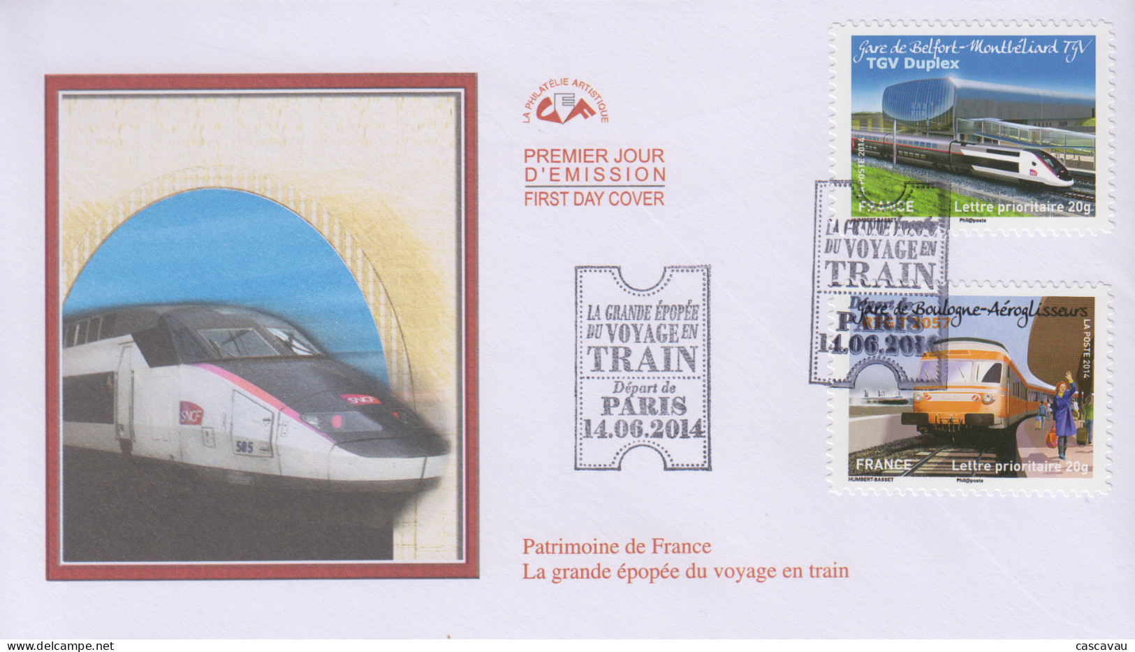 Enveloppe   FDC  1er   Jour    FRANCE    La   Grande  Epopée  Du  Voyage  En  Train     2014 - 2010-2019