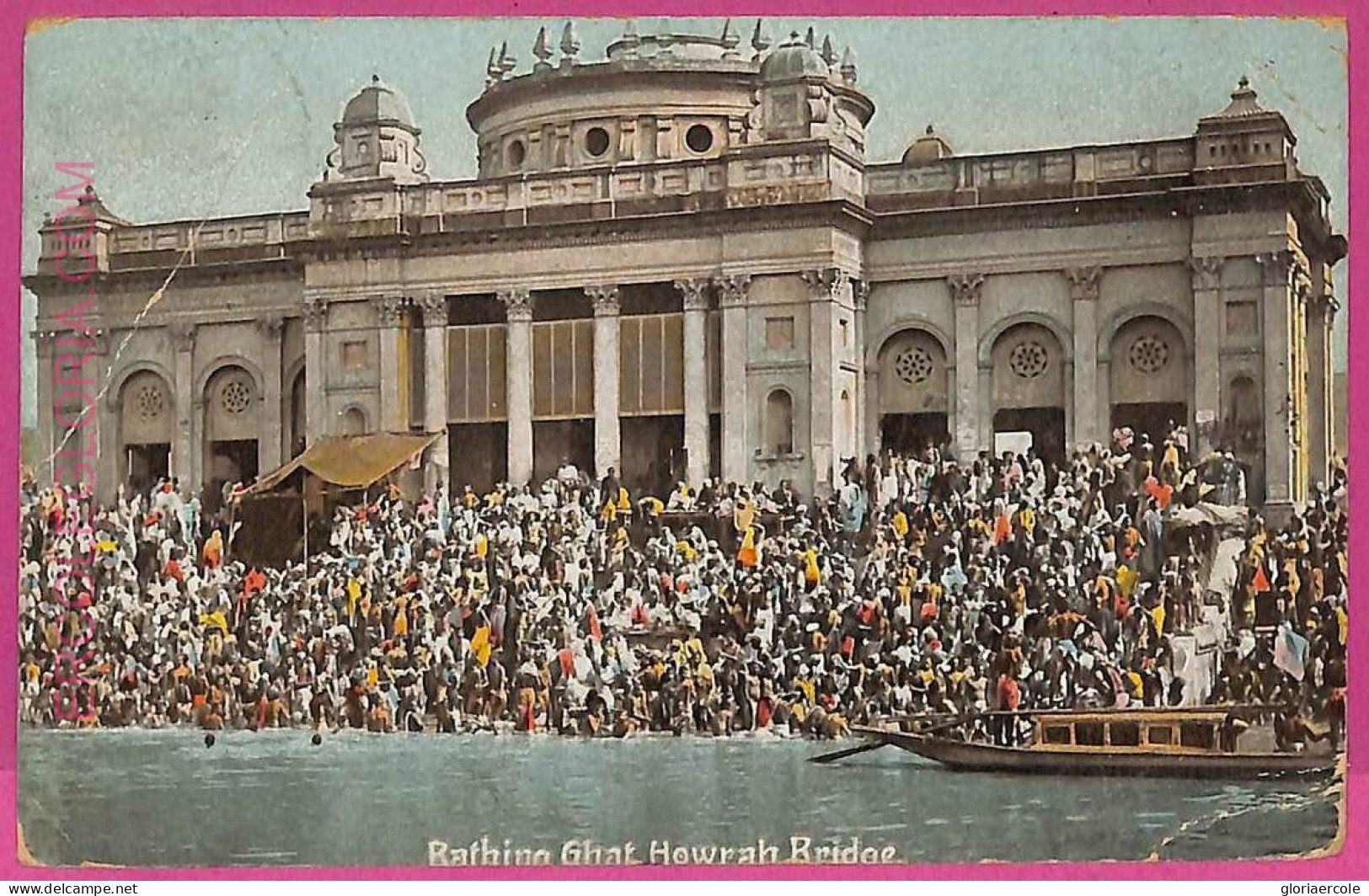 Ag3707  - INDIA - VINTAGE POSTCARD -  Bathina Ghat Howrah Bridae - Indien