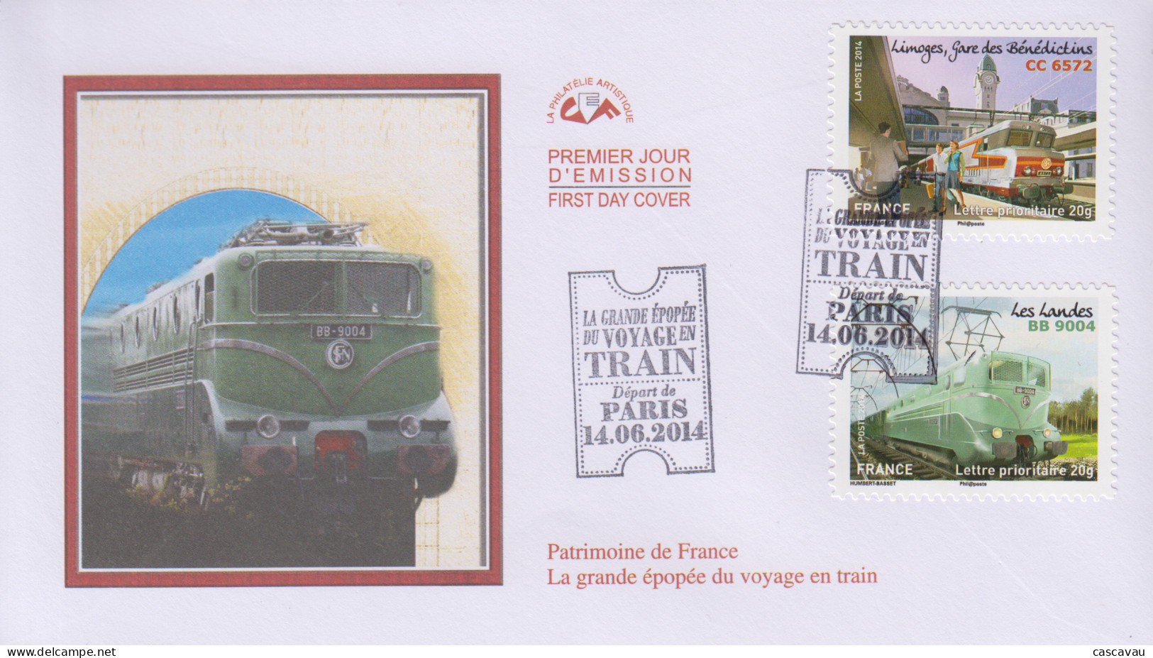 Enveloppe   FDC  1er   Jour    FRANCE    La   Grande  Epopée  Du  Voyage  En  Train     2014 - 2010-2019