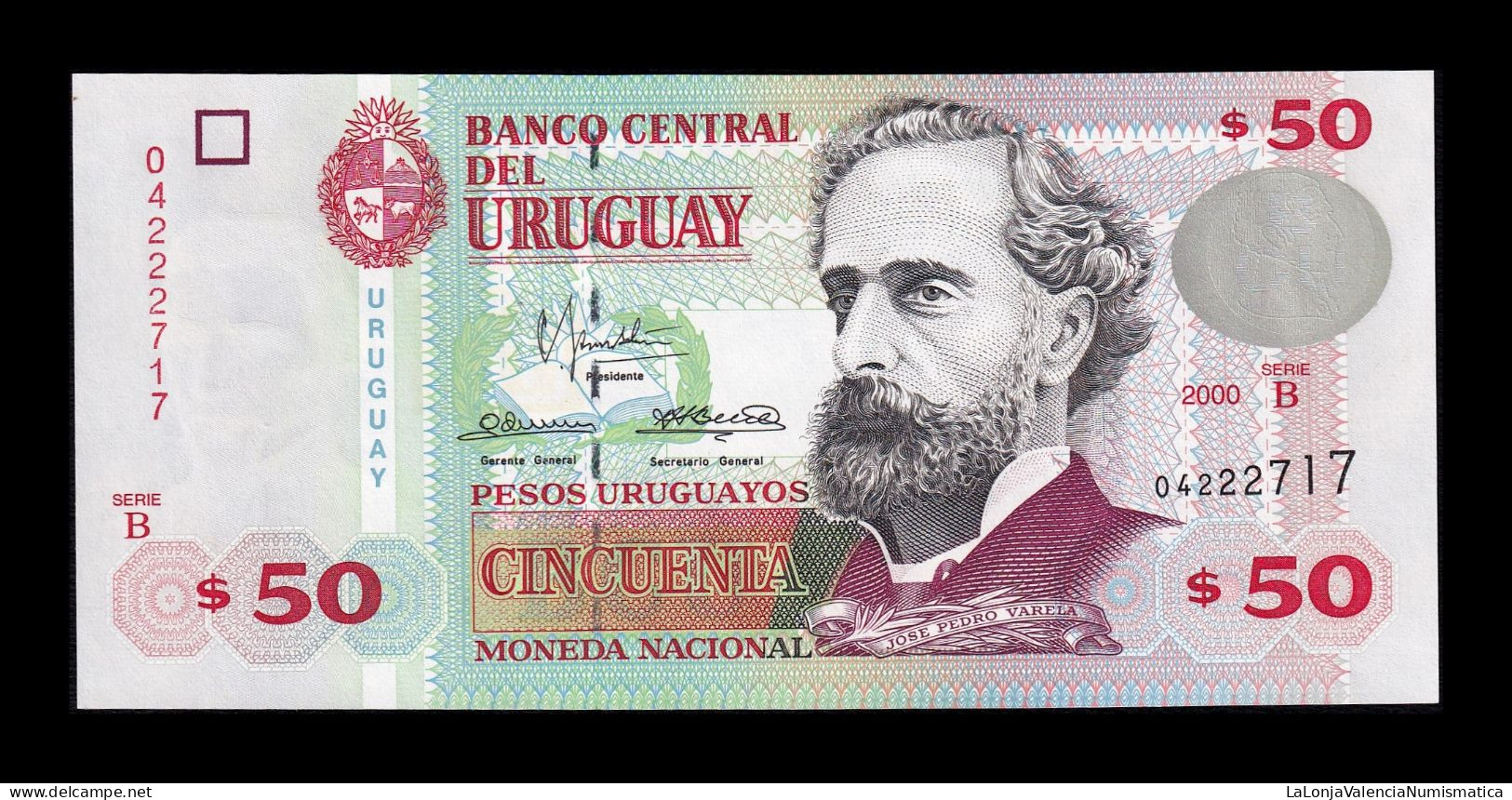 Uruguay 50 Pesos Uruguayos 2000 Pick 75b Serie B Sc Unc - Uruguay