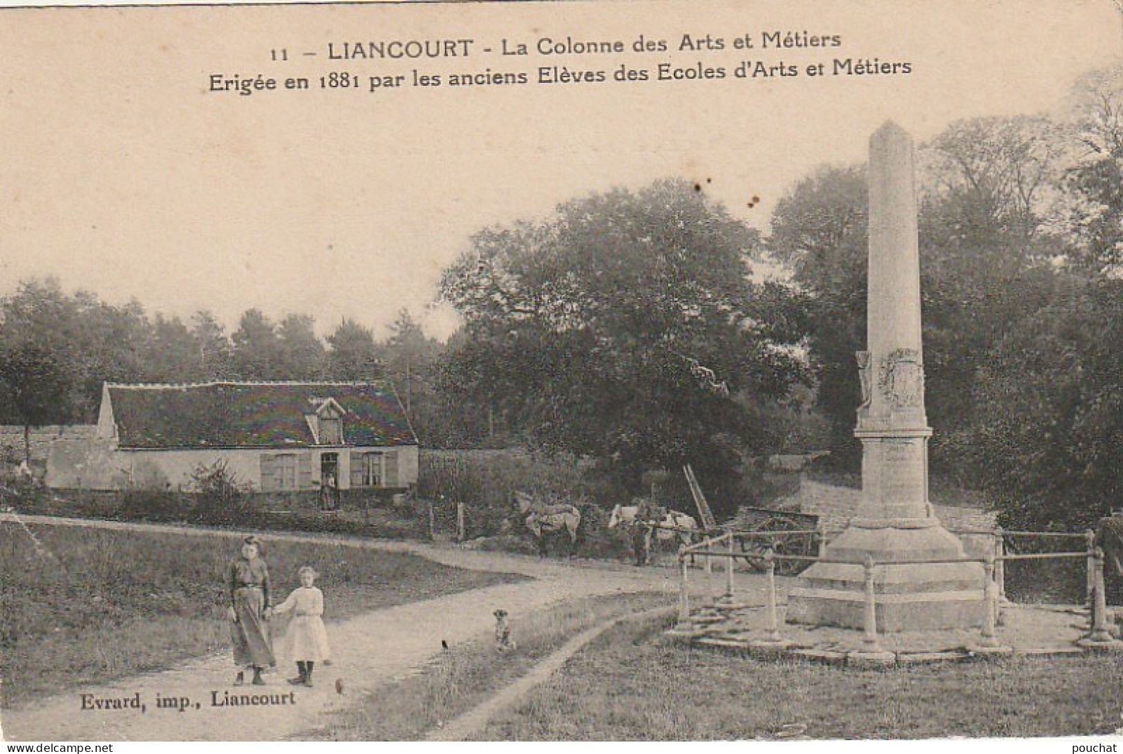 Z+ 8-(60) LIANCOURT - LA COLONNE DES ARTS ET METIERS - ANIMATION - VILLAGEOIS - ATTELAGE - EVRARD IMP. , LIANCOURT - Liancourt