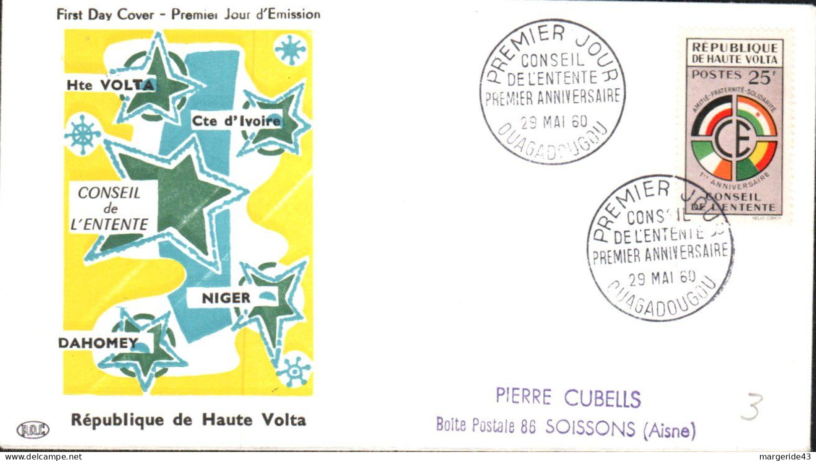 HAUTE VOLTA FDC 1960 CONSEIL DE L'ENTENTE - Upper Volta (1958-1984)