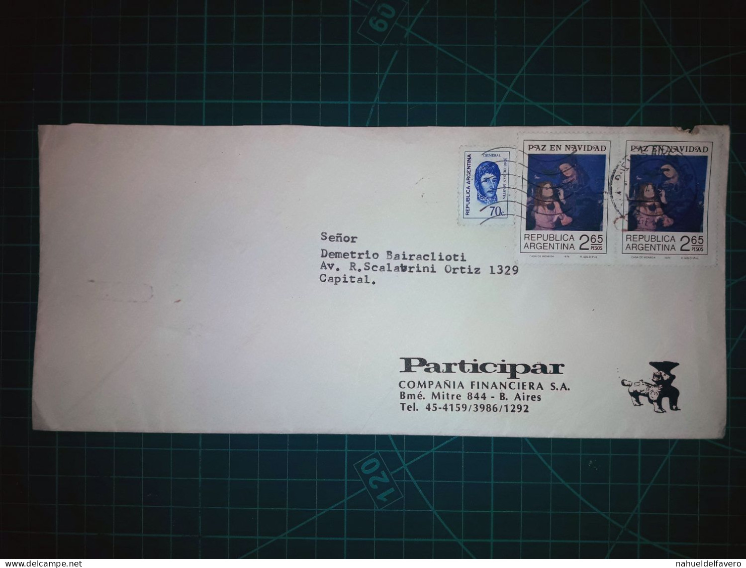 ARGENTINE, Enveloppe De "Participar, Compañia Financiera S.A." Distribuée à Capital Federal. Timbre-poste : Paz En Navid - Used Stamps