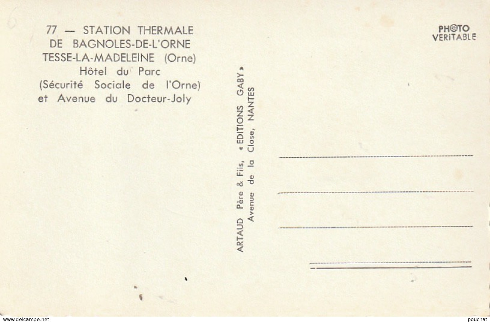 Z+ 9-(61) TESSE LA MADELEINE - HOTEL DU PARC ET AVENUE DU DOCTEUR JOLY- GALERIE DU PARC - AUTOMOBILES - 2 SCANS - Bagnoles De L'Orne