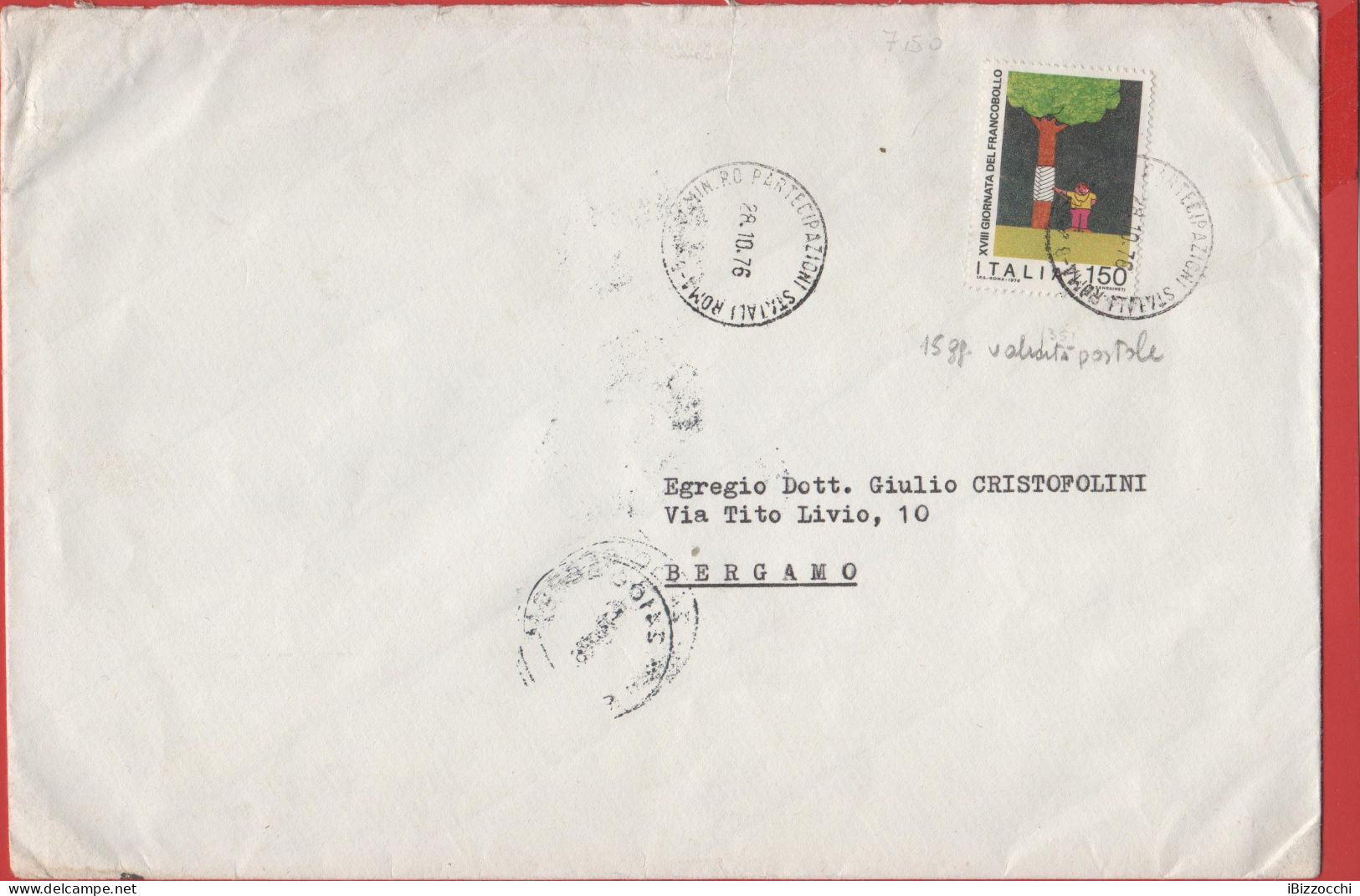 ITALIA - Storia Postale Repubblica - 1976 - 150 18ª Giornata Del Francobollo; Dottore Che Visita Un Albero Fasciato (is - 1971-80: Poststempel