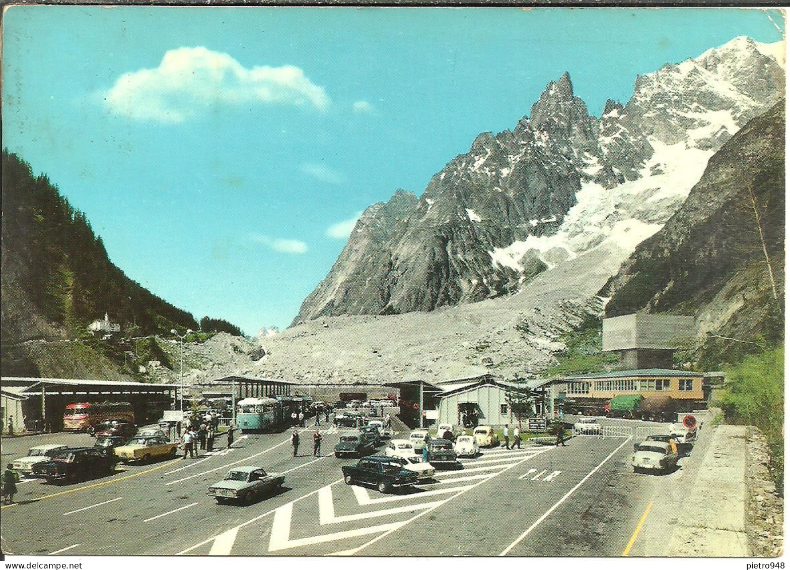 Entreves Fraz Courmayeur (Aosta) Piazzale Ingresso Traforo (Tunnel) Monte Bianco, Auto E Autobus D'Epoca, Old Cars & Bus - Aosta