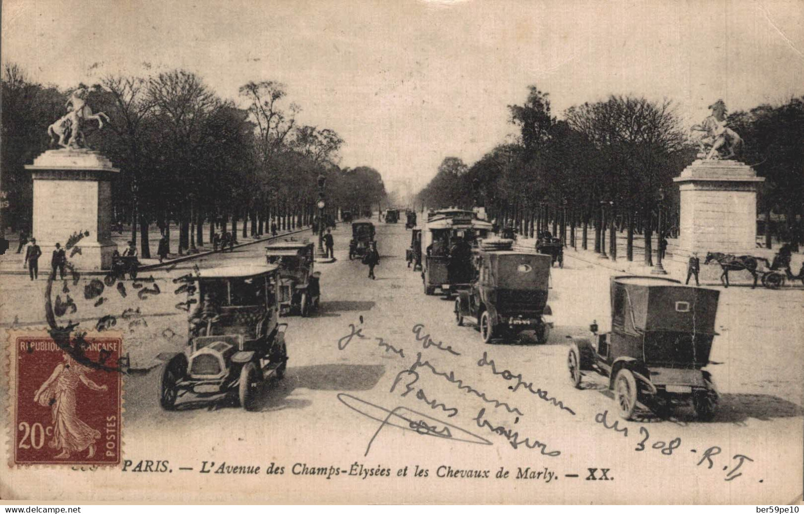 75 PARIS L'AVENUE DES CHAMPS ELYSEES ET LES CHEVAUX DE MARLY - Champs-Elysées