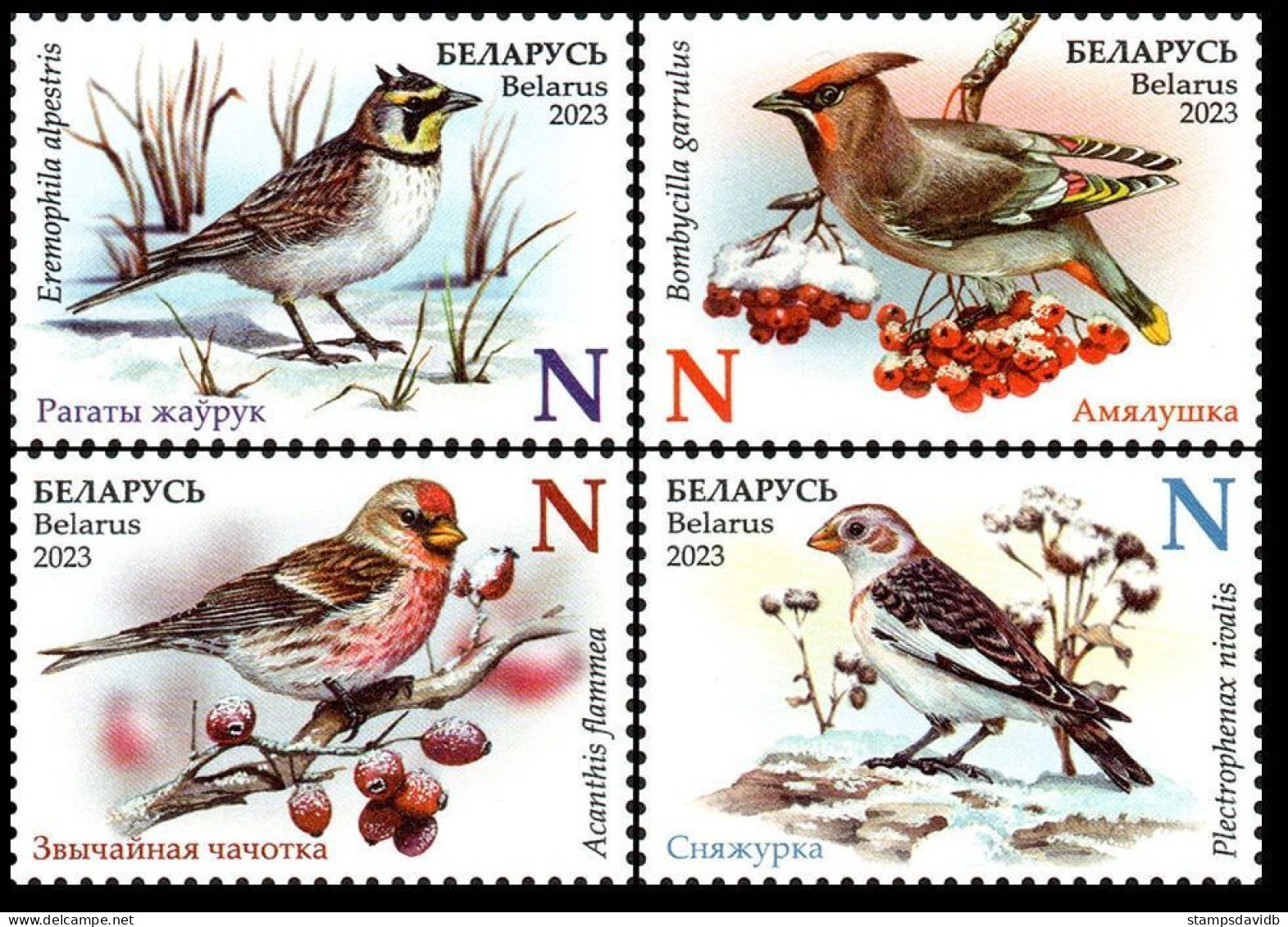 2023 Belarus 1525-1528 Birds – Winter Guests Of Belarus - Segler & Kolibris