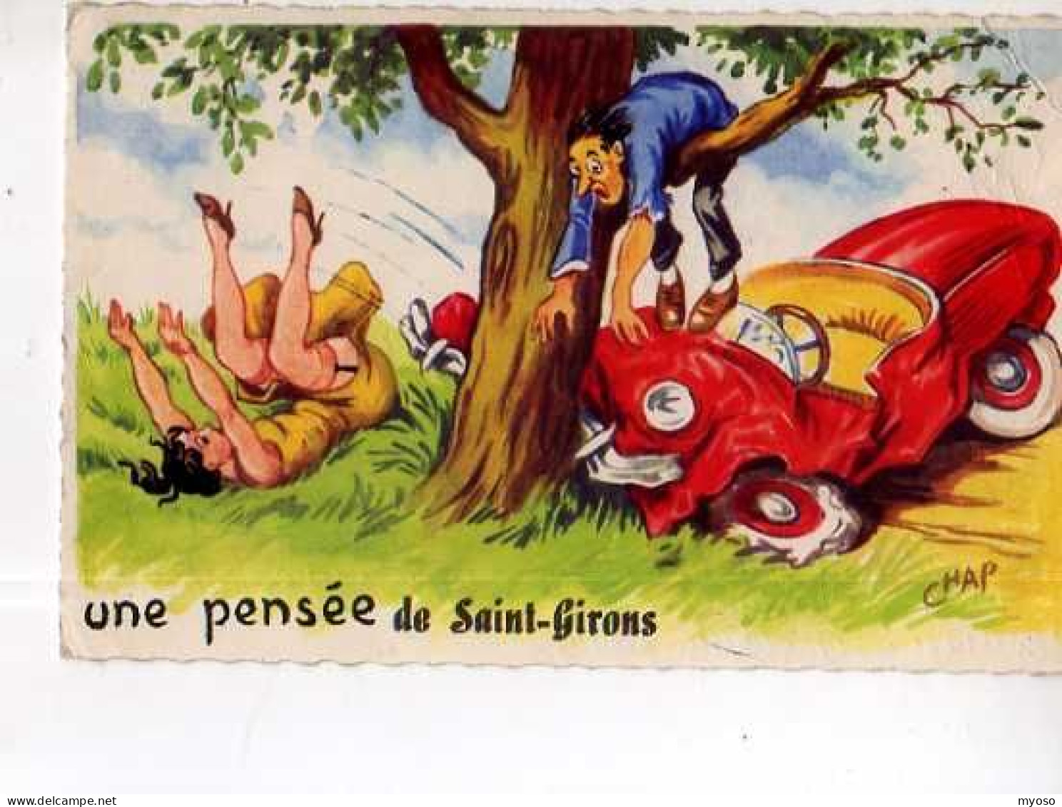 09 Une Pensee De ST GIRONS, Illustrateur Chap, Automobile Accidentee - Saint Girons