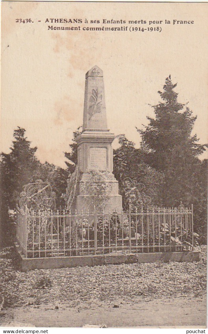 Z+ 20-(70) ATHESANS  A SES ENFANTS MORTS POUR LA FRANCE - MONUMENT COMMEMORATIF ( 1914/18 ) - Autres & Non Classés