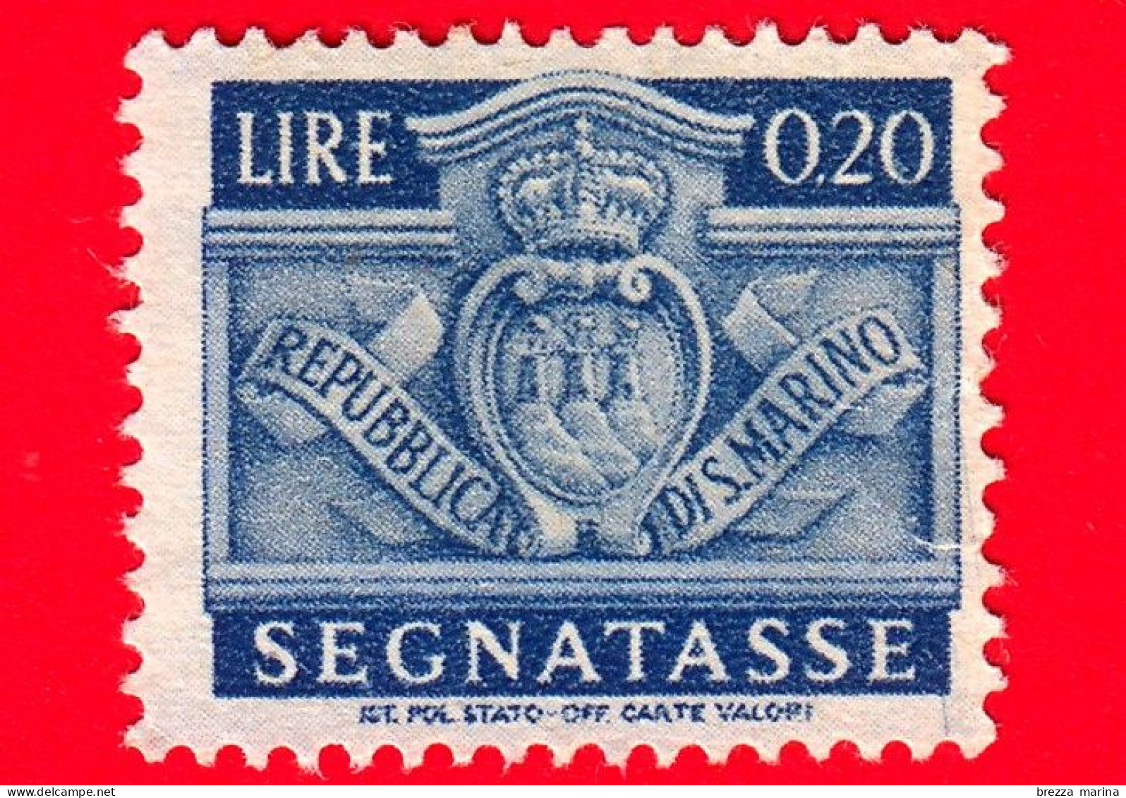 SAN MARINO -  Usato - 1945 - Stemma - Segnatasse -  Stemma Di San Marino - 0.20 - Strafport