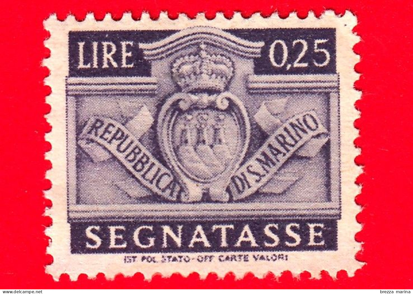 SAN MARINO -  Usato - 1945 - Stemma - Segnatasse -  Stemma Di San Marino - 0.25 - Timbres-taxe