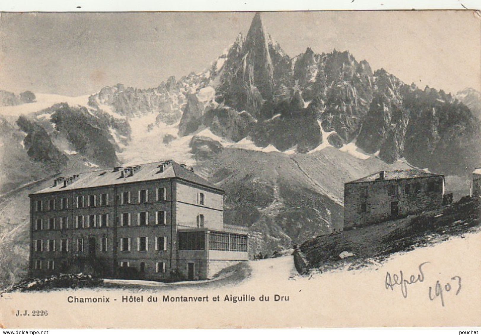 Z+ 24-(74) CHAMONIX - HOTEL DU MONTANVERT ET AIGUILLE DU DRU  - 2 SCANS - Chamonix-Mont-Blanc