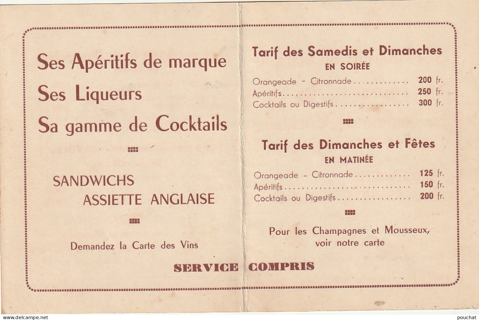 Z+ 25-(82) CABARET " LE ZODIAQUE "- DEPLIANT 2 VOLETS , TARIFS - INVITATION SOIREE DE GALA - H. DEVALBRET , DIRECTEUR - Visiting Cards