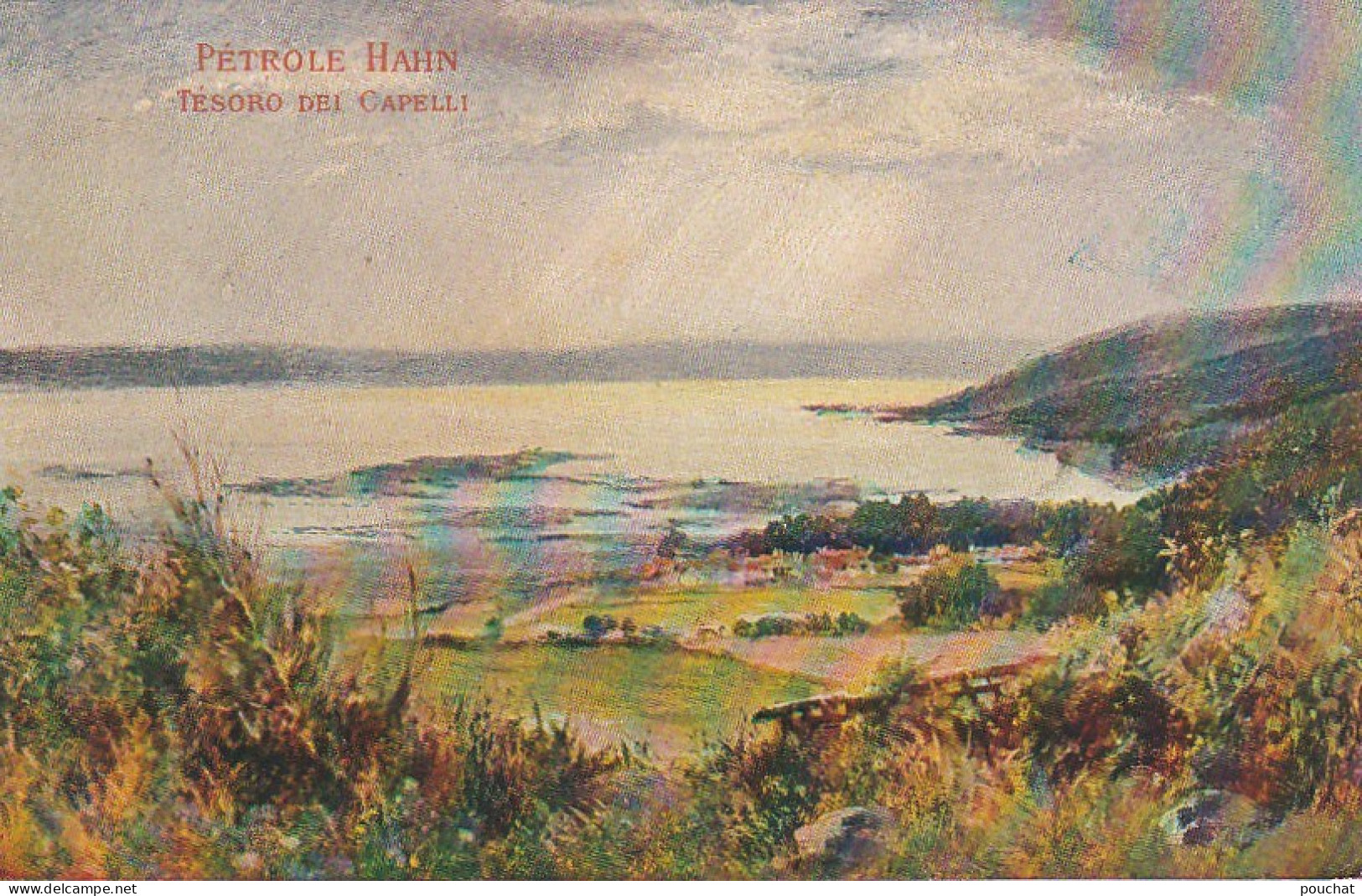 Z+ 26- CARTE PUBLICITAIRE PETROLE HAHN POUR LES CHEVEUX - PAYSAGE ECOSSAIS ( BORD DE MER  ) - SCOTTISH LANDSCAPE - Advertising