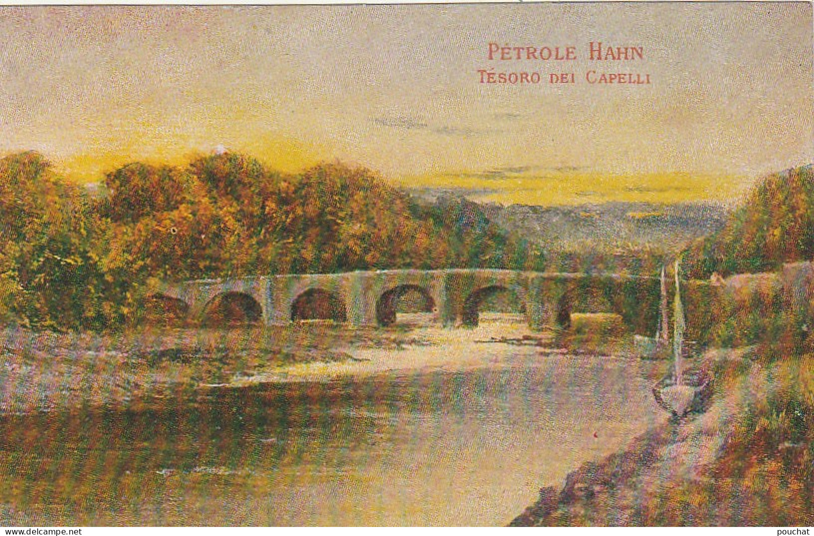 Z+ 26- CARTE PUBLICITAIRE PETROLE HAHN POUR LES CHEVEUX - PAYSAGE ECOSSAIS - PONT - SCOTTISH LANDSCAPE - Publicidad