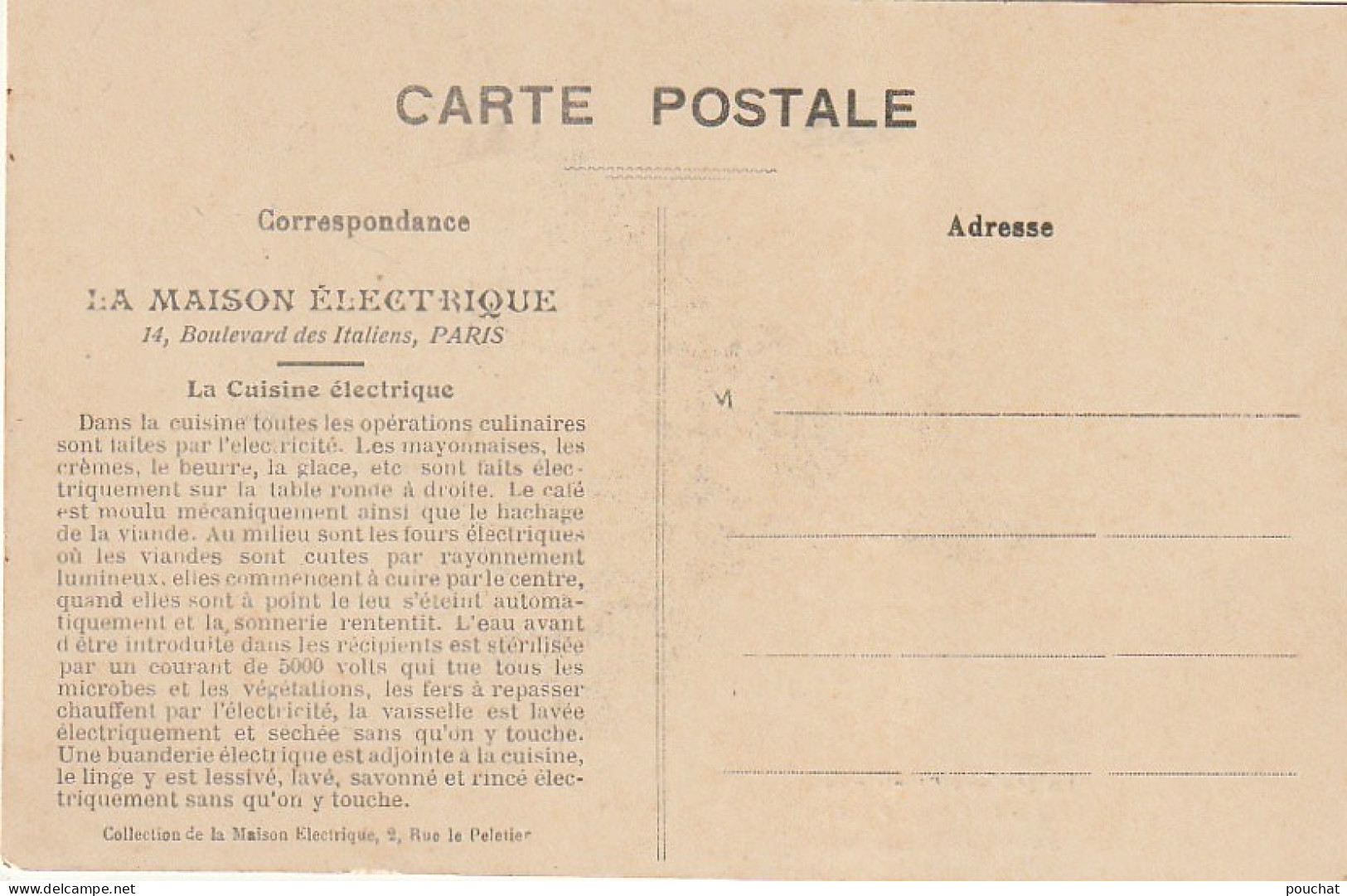 Z++ 3-(75) " LA MAISON ELECTRIQUE " , PARIS - LA CUISINE ELECTRIQUE - 2 SCANS - Distrito: 09