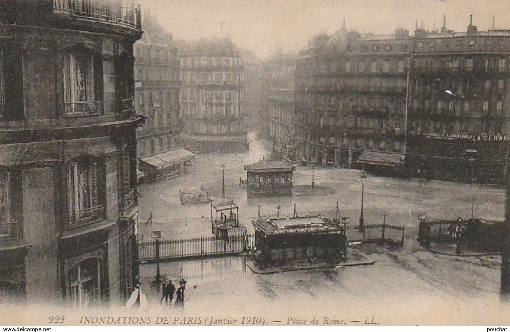 Z++ 3-(75) INONDATIONS DE PARIS ( JANVIER 1910 ) - PLACE DE ROME - COSMOPOLITE HOTEL - 2 SCANS - Paris Flood, 1910