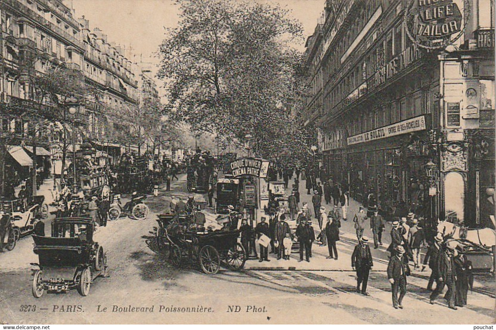 Z++ 3-(75) LE BOULEVARD POISSONNIERE , PARIS - ANIMATION - AUTOMOBILES , CALECHES , VOITURE HIPPOMOBILES - 2 SCANS - Arrondissement: 02