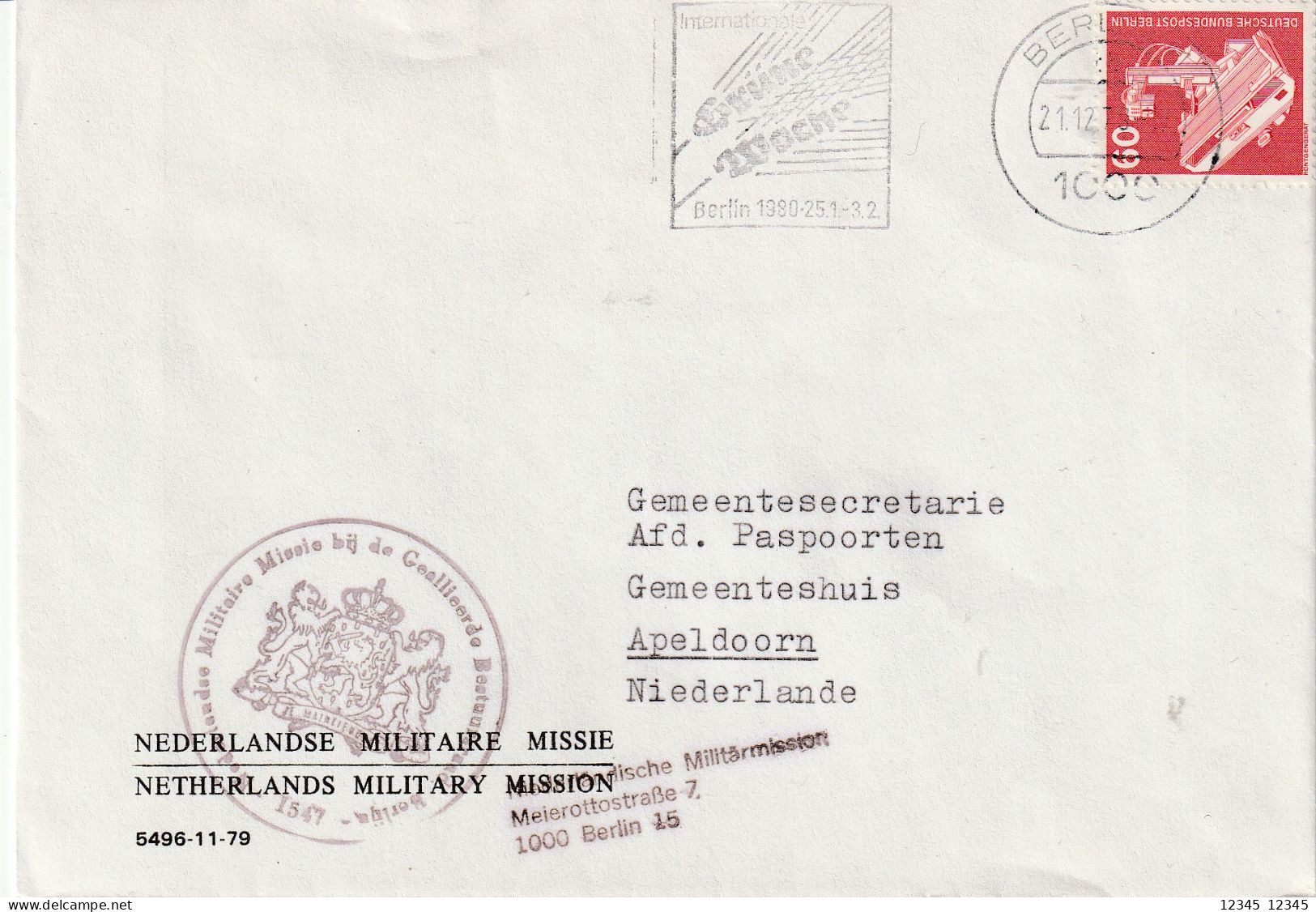 Duitsland 1979, Letter Sent To Netherland, Netherlands Militay Mission - Briefe U. Dokumente