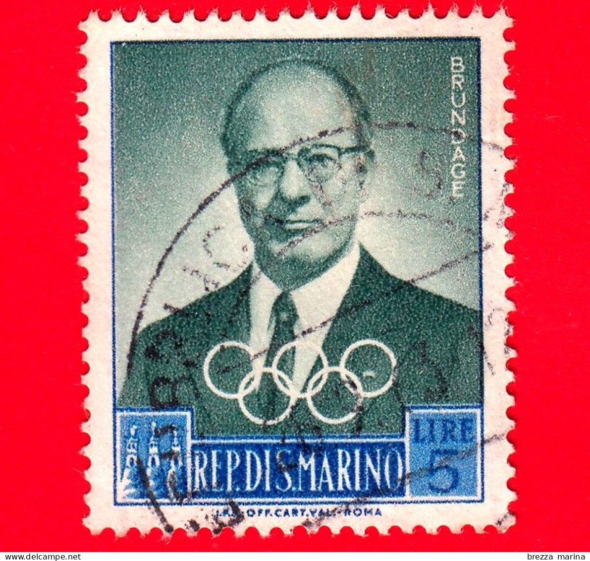 SAN MARINO - Usato - 1959 - Dirigenti Del Comitato Olimpico Internazionale - Brundage - 5 L. - Used Stamps