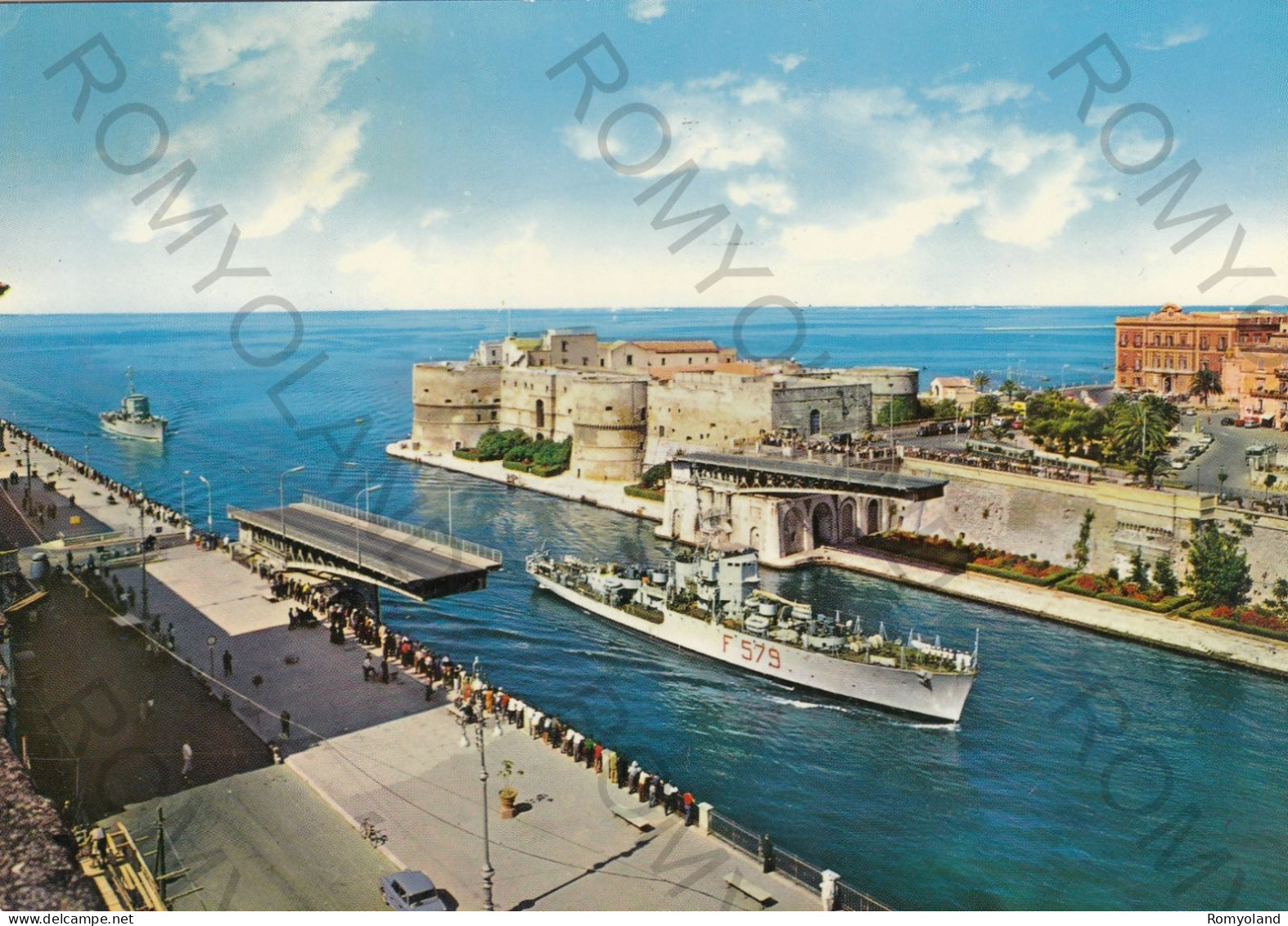 CARTOLINA  C10 TARANTO,PUGLIA-PONTE GIREVOLE APERTO CON PASSAGGIO NAVI-MEMORIA,CULTURA,BELLA ITALIA,VIAGGIATA 1968 - Taranto