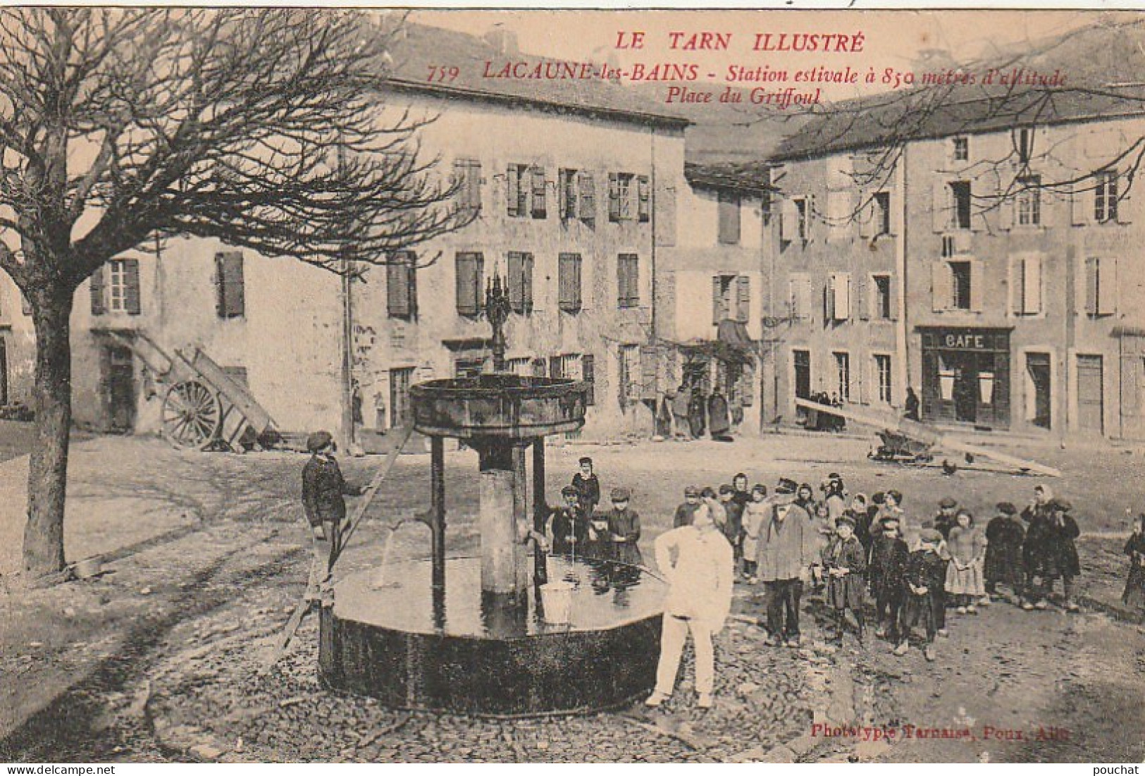 Z++ 10-(81) LACAUNE LES BAINS - PLACE DU GRIFFOUL -  ANIMATION A LA FONTAINE - CAFE - 2 SCANS - Other & Unclassified