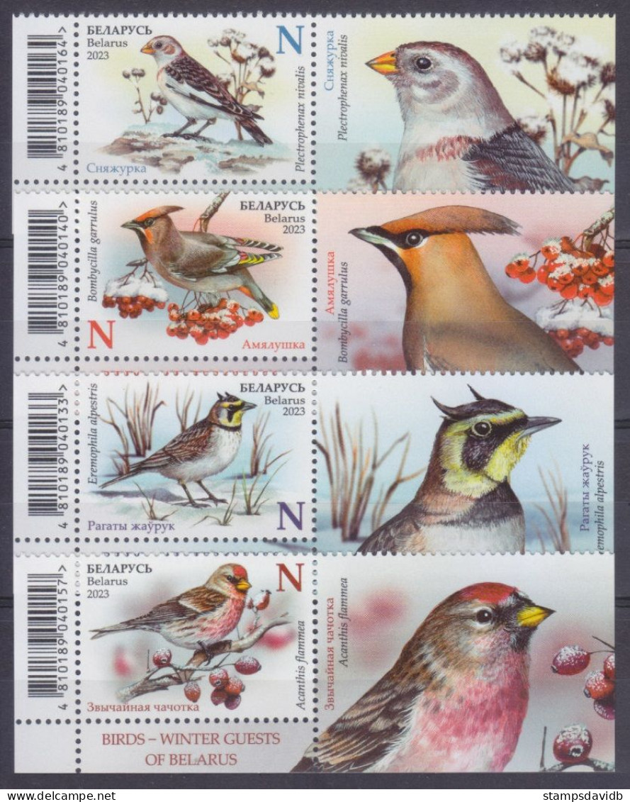 2023 Belarus 1525-1528+Tab Birds – Winter Guests Of Belarus - Colibríes