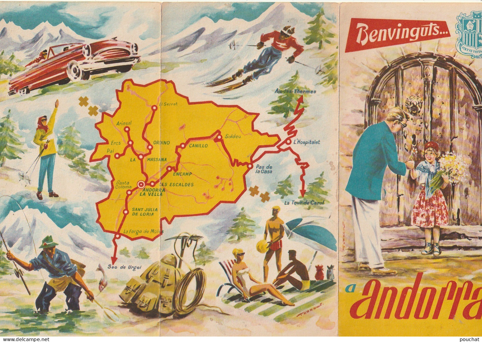 Z++ (ANDORRE) " BENVINGUTS A ANDORRA ! " - DEPLIANT TOURISTIQUE ANDORRE 3 VOLETS - ILLUSTRATEUR TORRES - 3 SCANS - Tourism Brochures