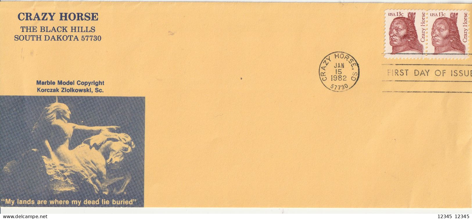 U.S.A. 1982, FDC Unused, Crazy Horse (ca. 1840-1877), Chief Of The Oglala Sioux - 1981-1990