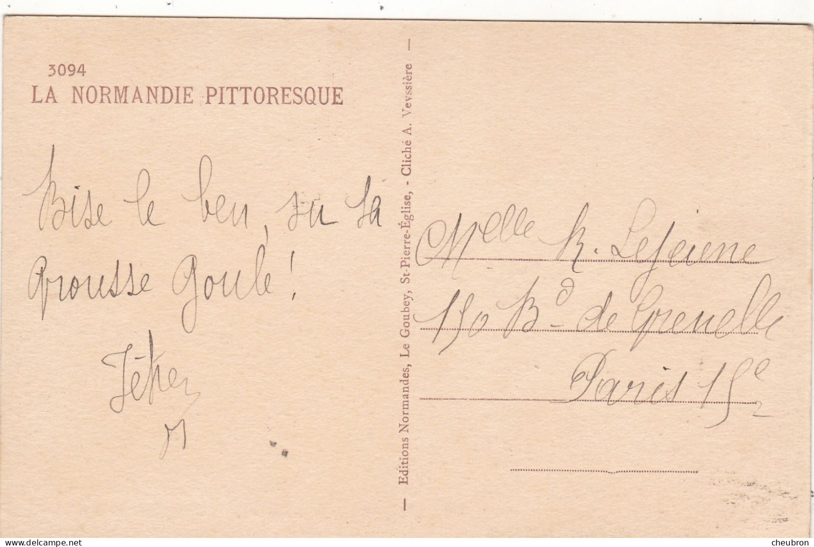 NORMANDIE PITTORESQUE. CPA. " HIER C'HETAIT LA R'VISION ". PHOTO LE GOUBEY .ANNEE 1949 + TEXTE - Basse-Normandie
