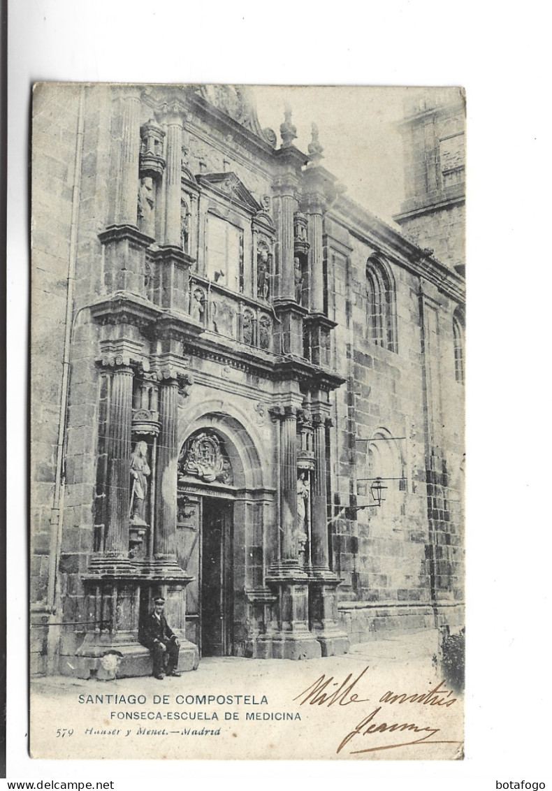 CPA      SANTIAGO DE COMPOSTELA, FONSECA ESCUELA DE MEDICINA En 1905! (voir Timbre) - Santiago De Compostela
