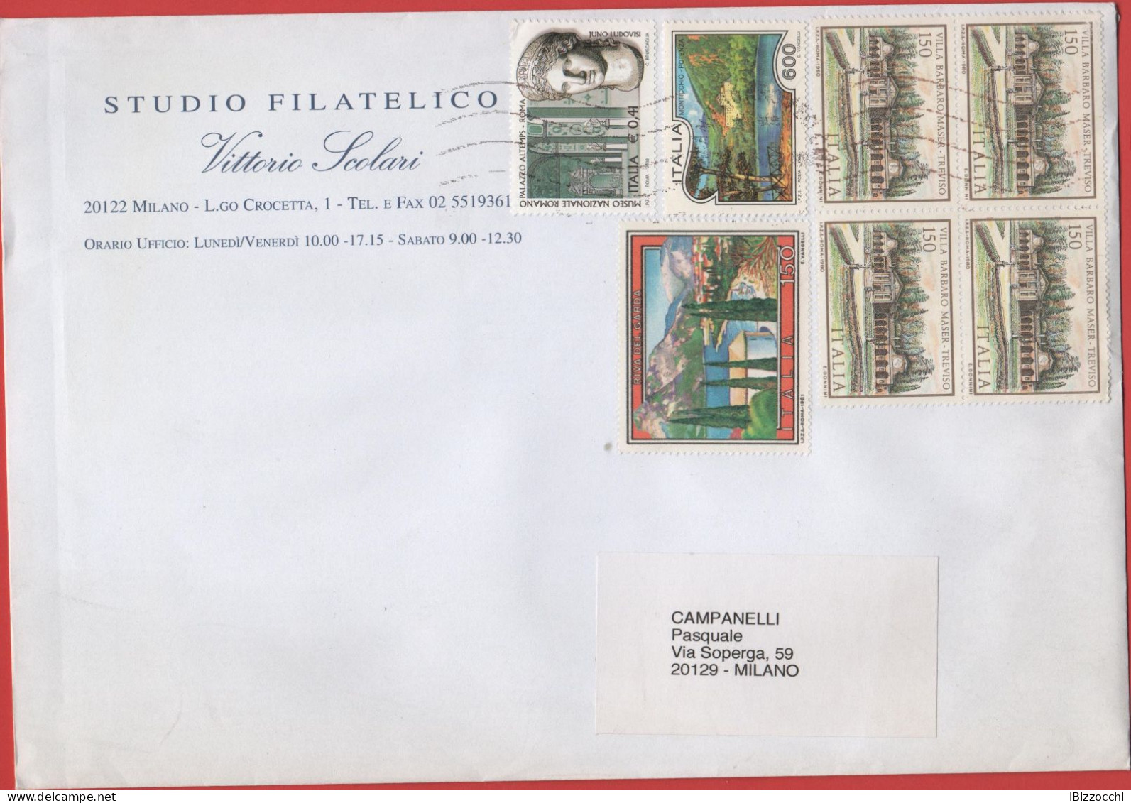 ITALIA - Storia Postale Repubblica - 2002 - 0,41 Musei Italiani; Loggia Del Palazzo Altemps E Scultura Juno Ludovisi, C - 2001-10: Marcophilia